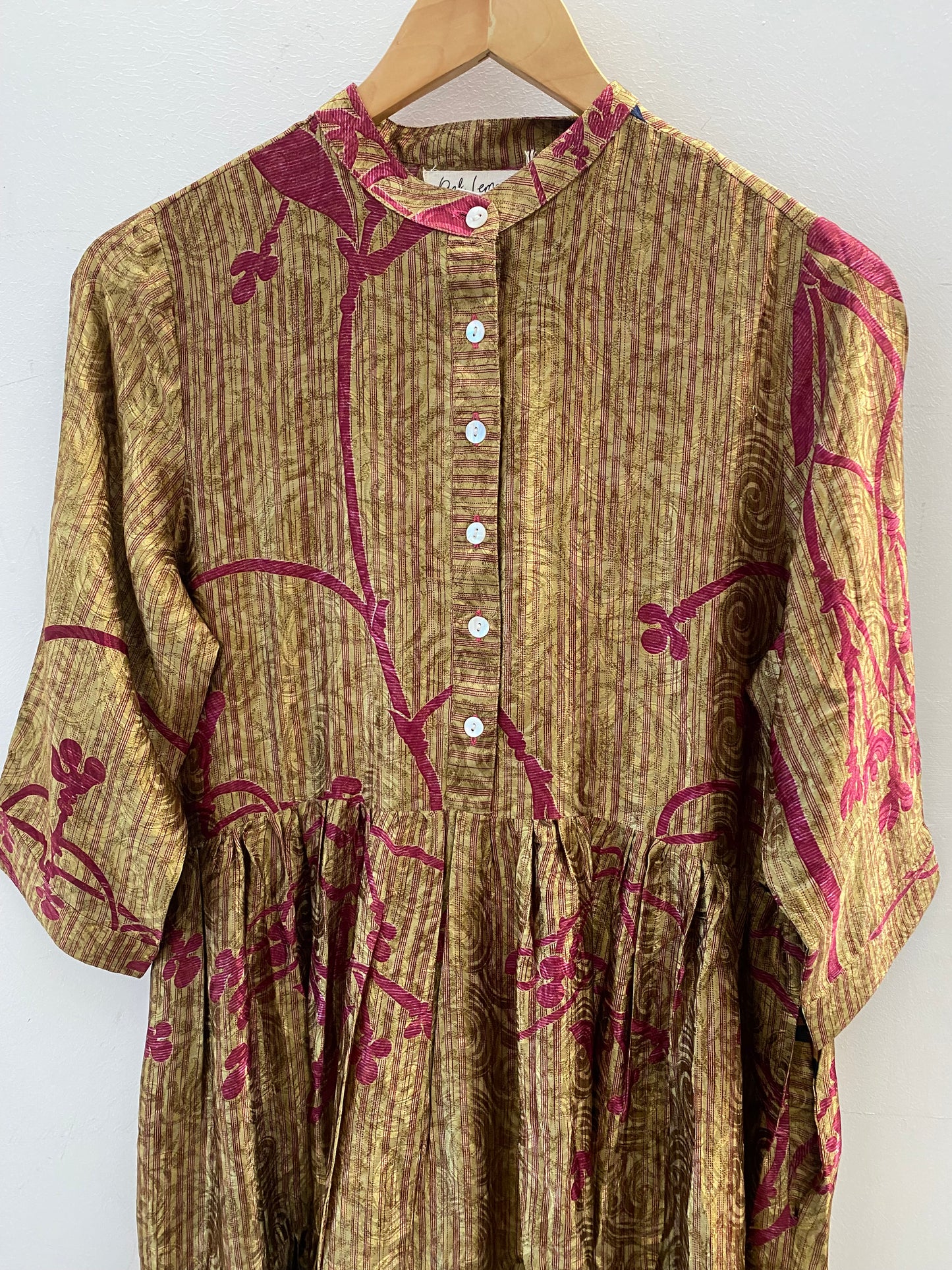 Prairie Round Neck Silk Dress S  - 033