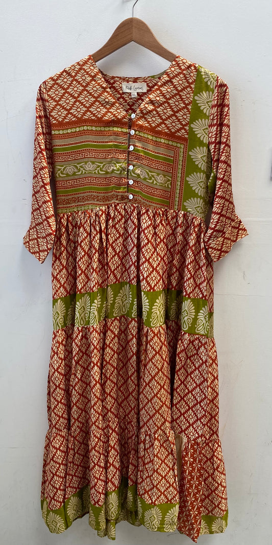 Prairie V-neck Silk Dress XS - 003