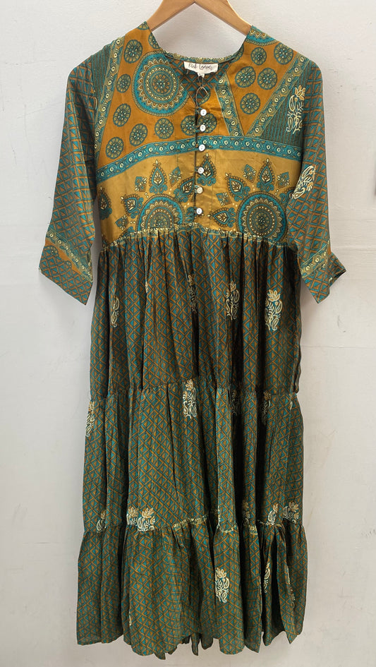 Prairie V-neck Silk Dress XS - 005
