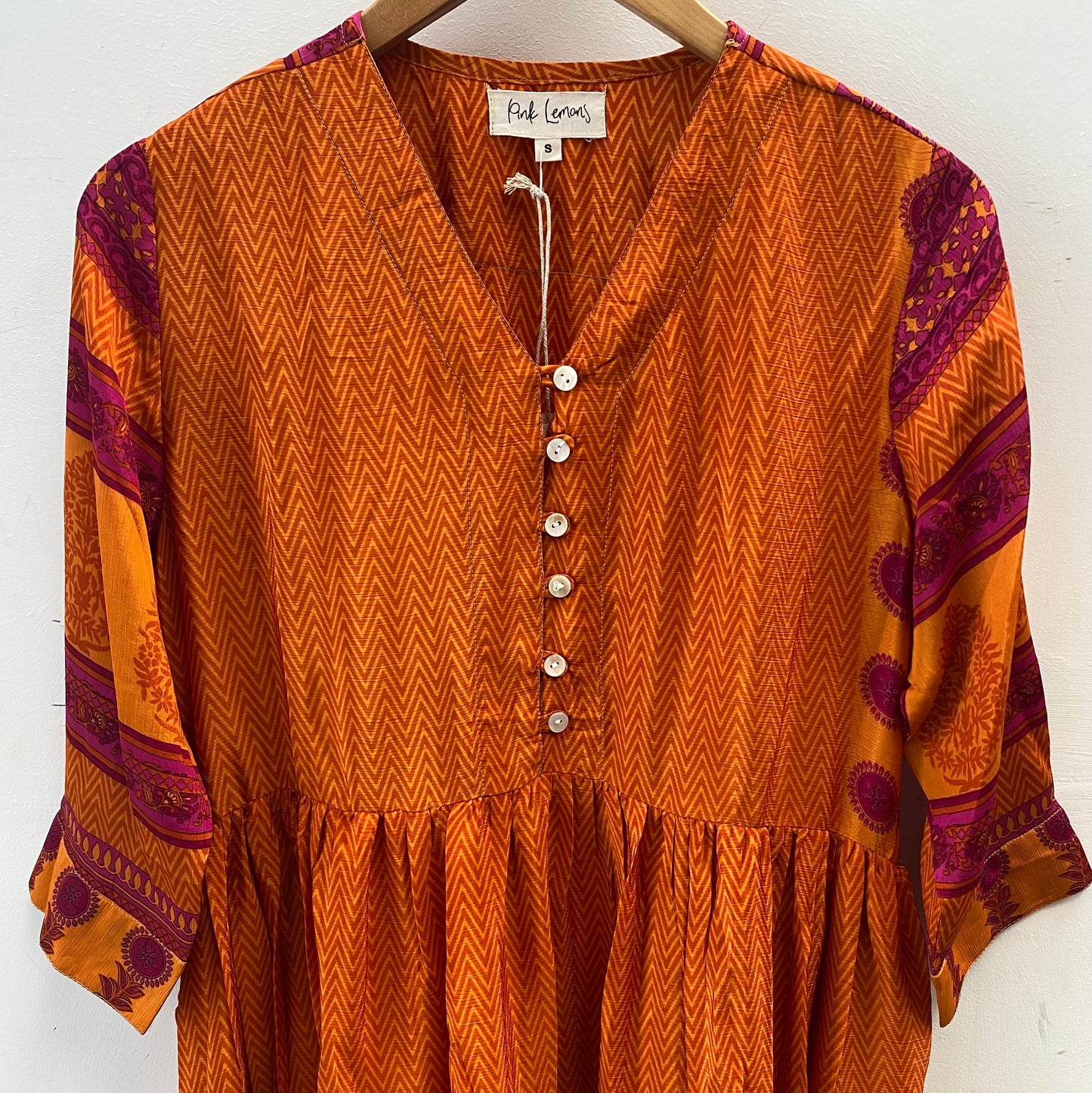 Prairie V-neck Silk Dress S - 057