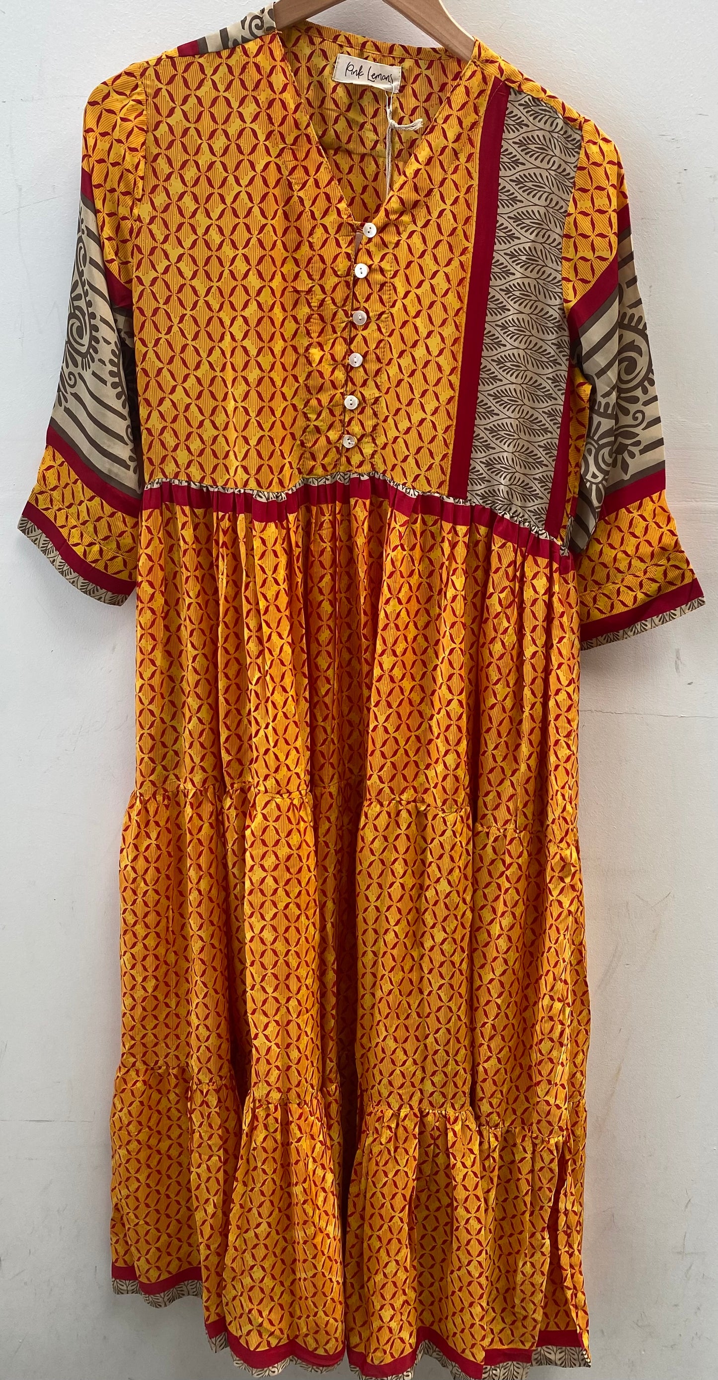 Prairie V-neck Silk Dress S - 058