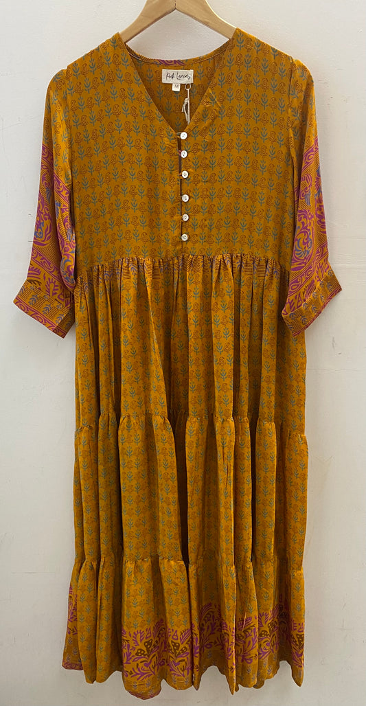 Prairie V-neck Silk Dress M - 042