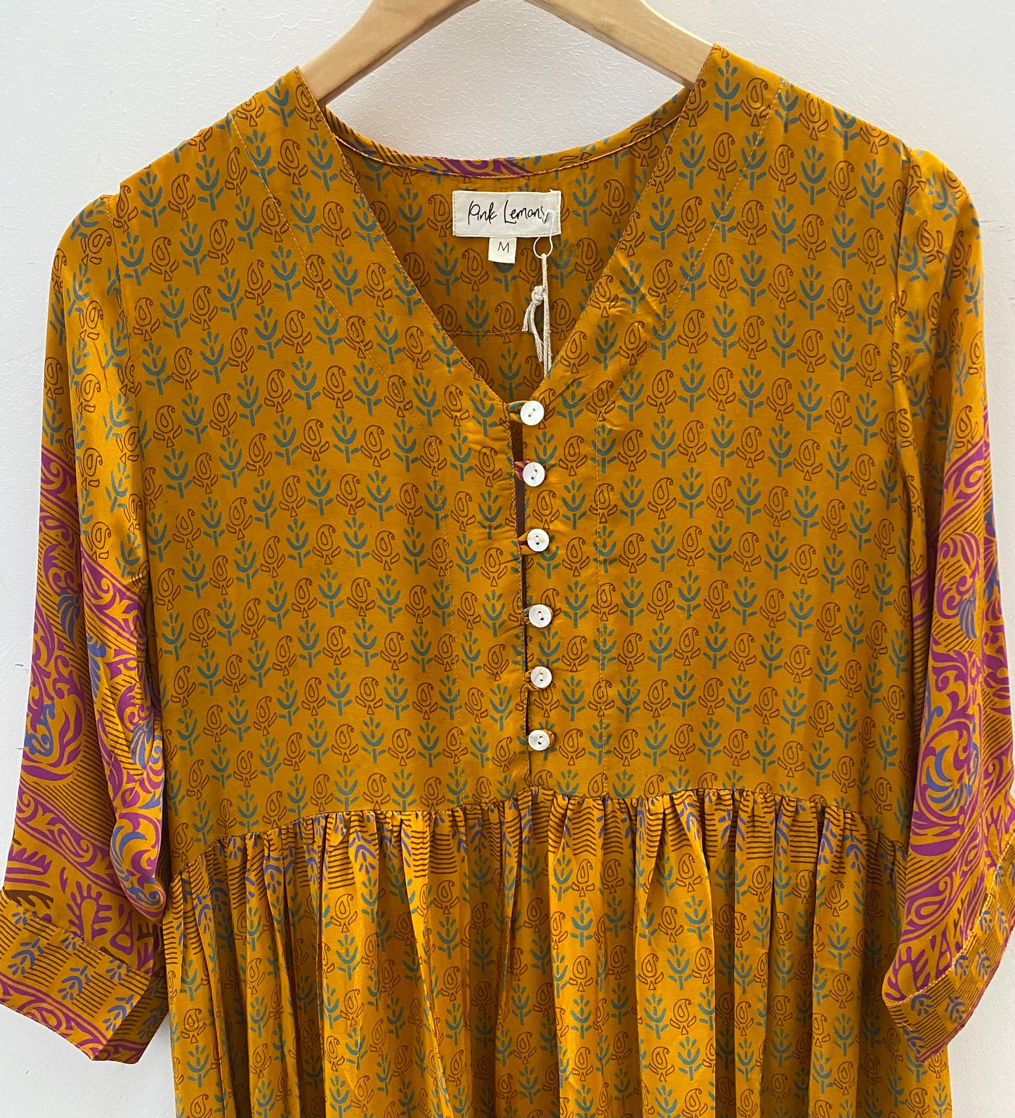 Prairie V-neck Silk Dress M - 042