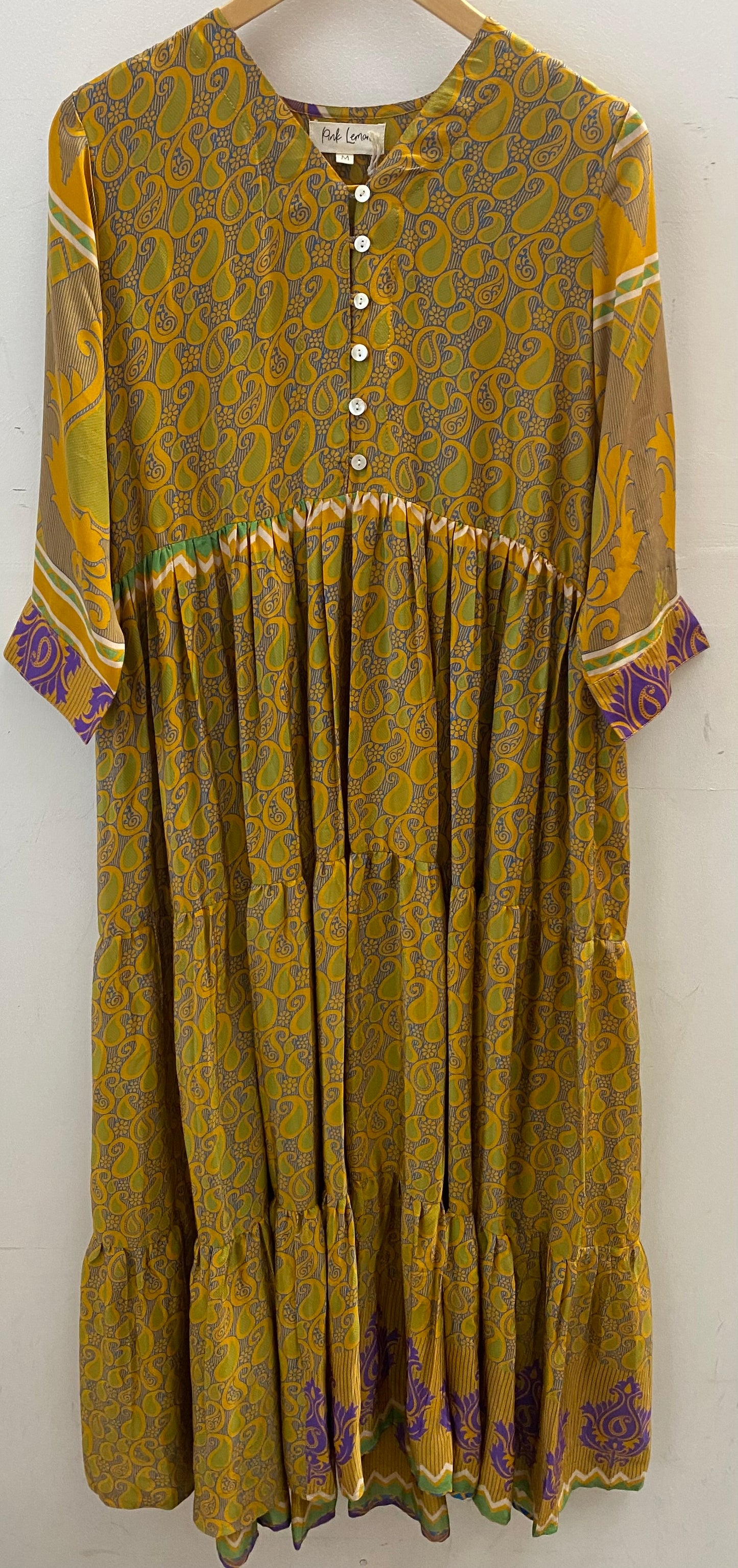 Prairie V-neck Silk Dress M - 045