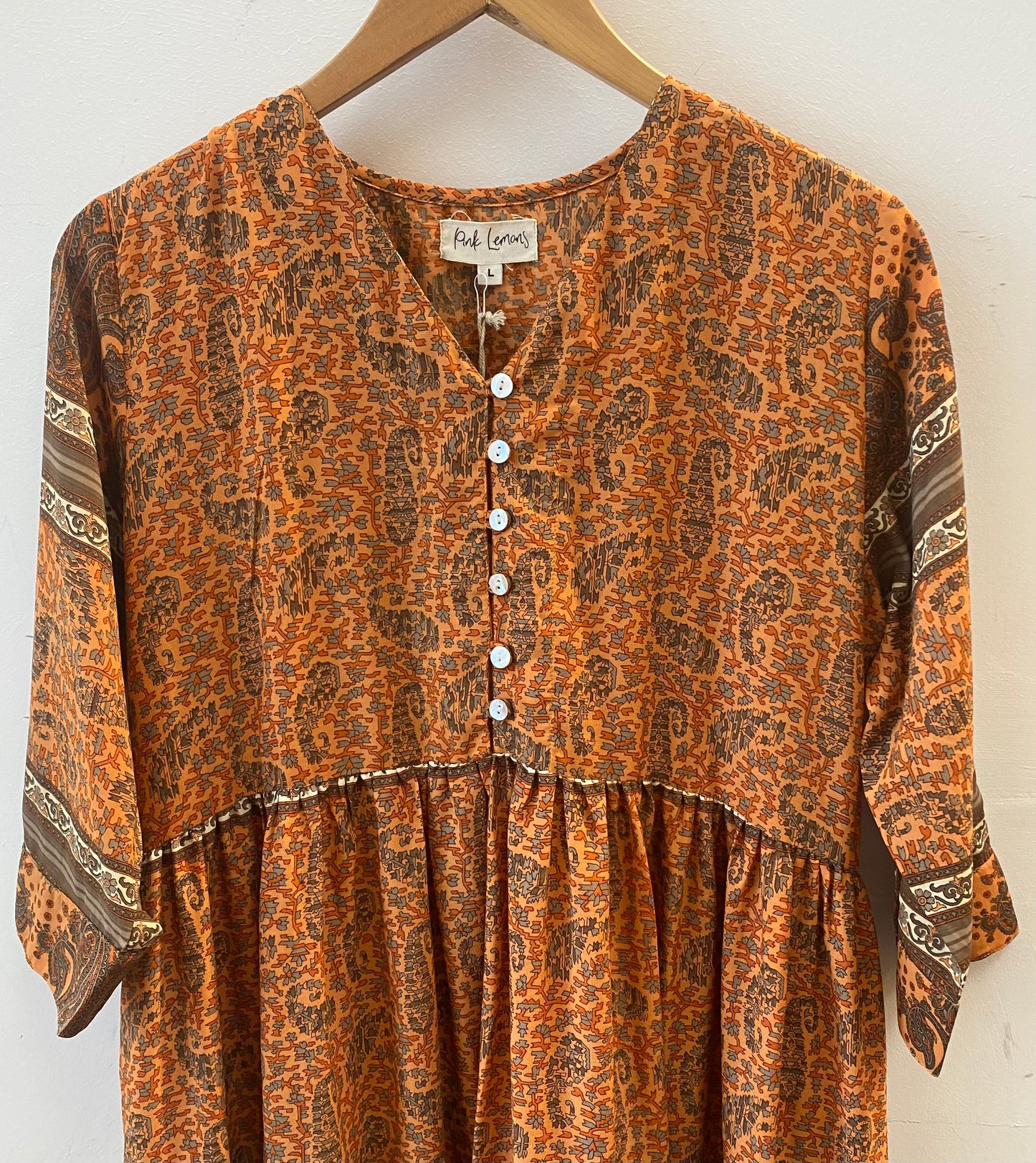 Prairie V-neck Silk Dress L - 054