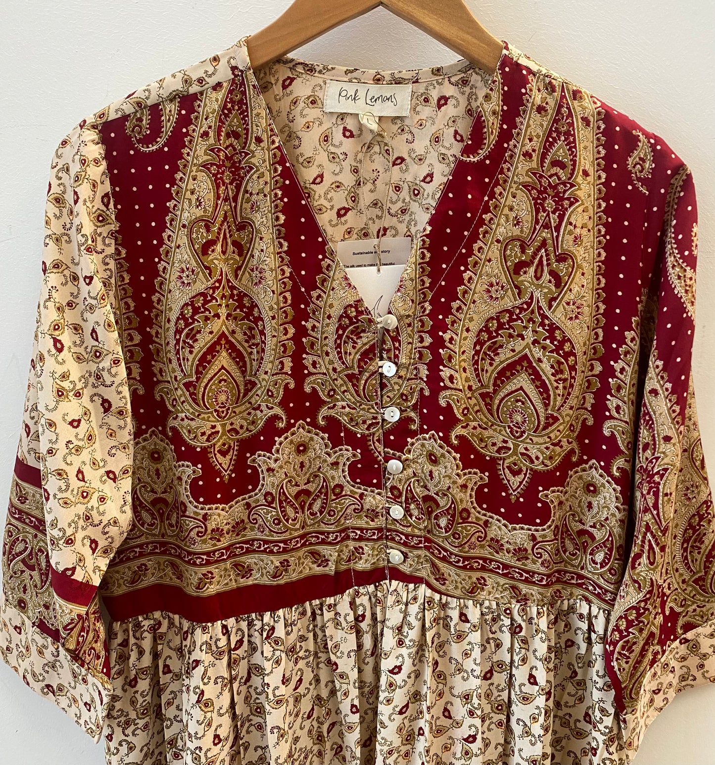 Prairie V-neck Silk Dress L - 052