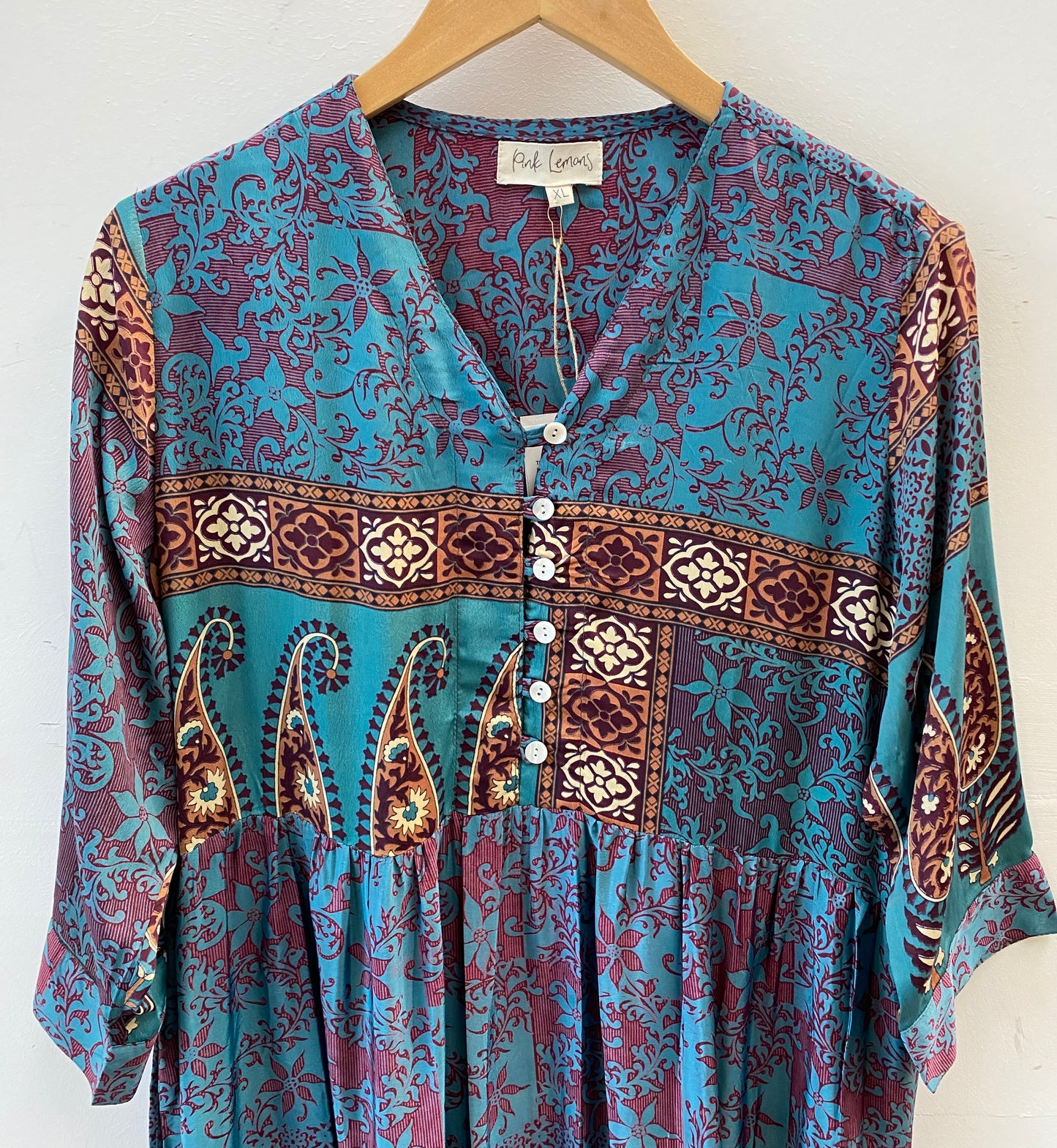 Prairie V-neck Silk Dress XL - 062