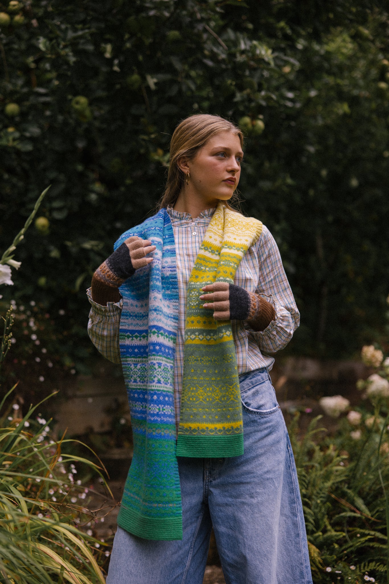 Alloa Fairisle Scarf in Luscious