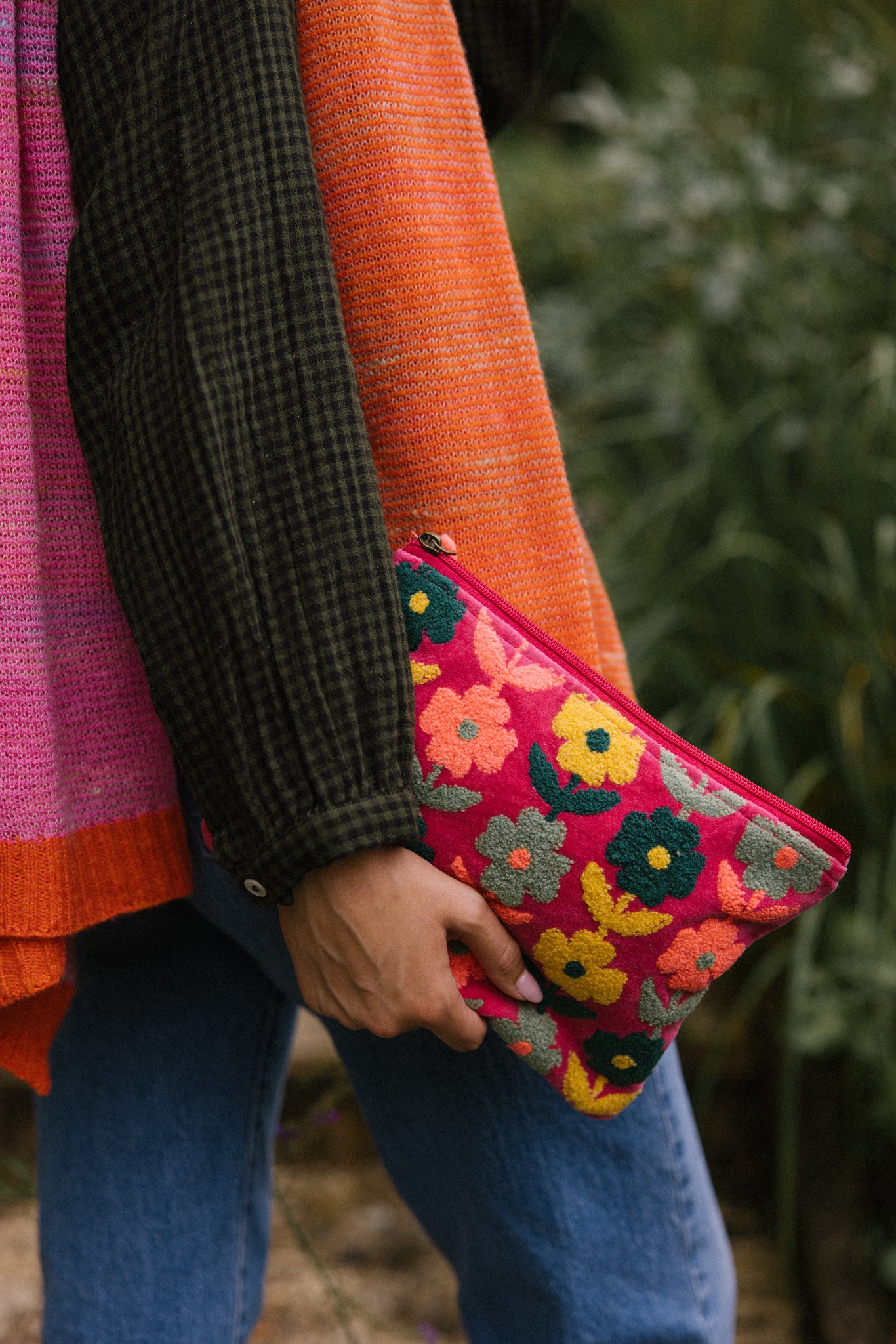 Rambling Flower Pouch -Pink