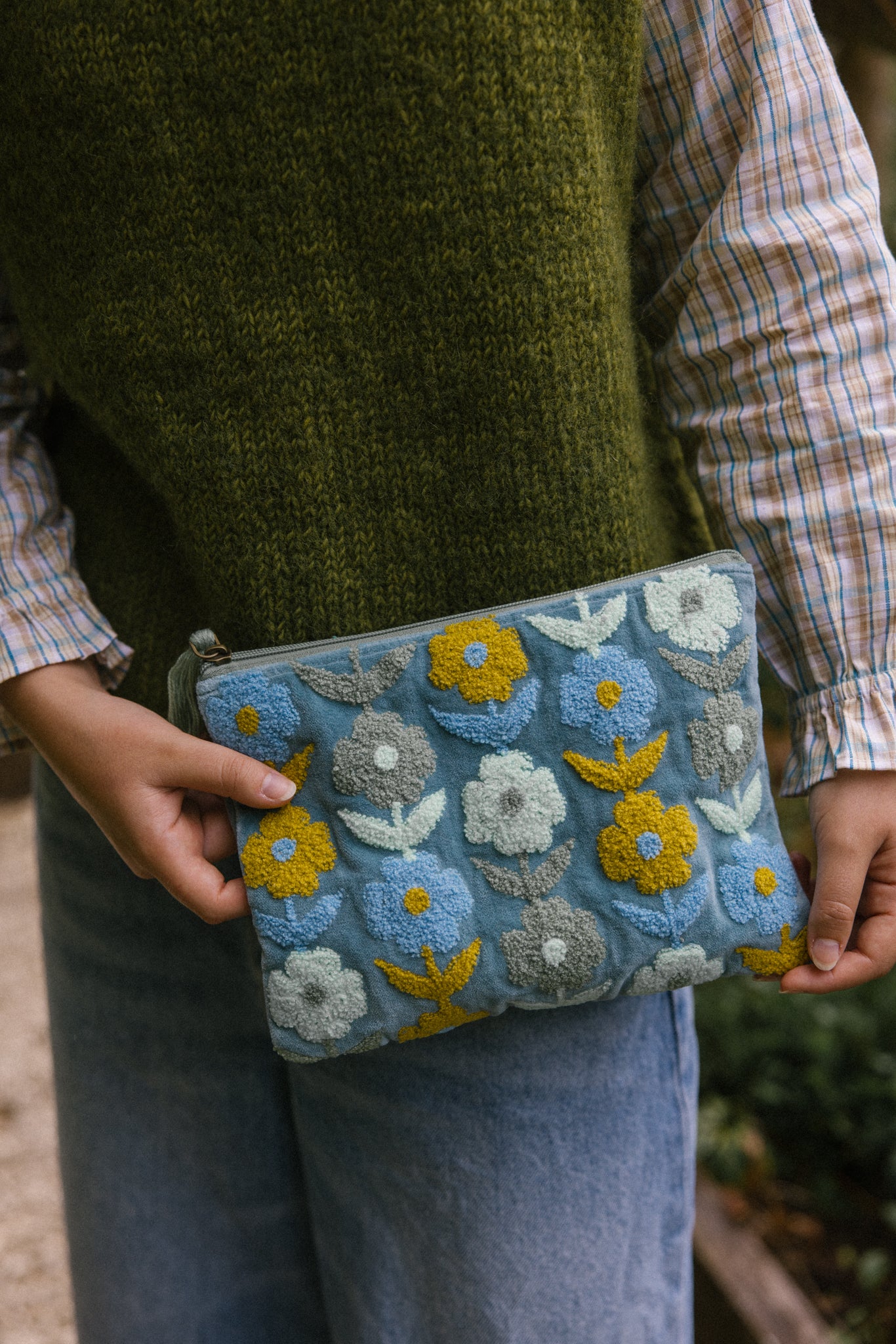 Rambling Flower Pouch - Blue & Cowslip