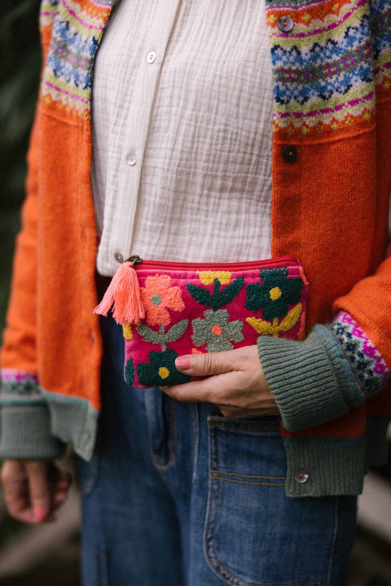 Rambling Flower Pouch -Pink