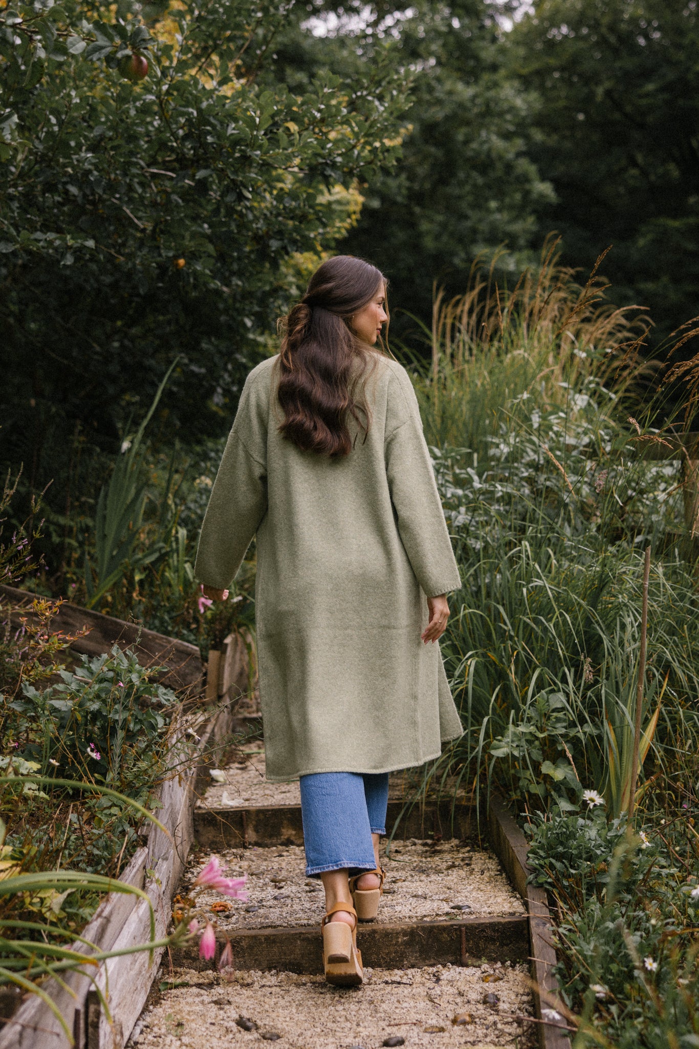 Soft Tweed Roll Collar Coatigan - Oatmeal
