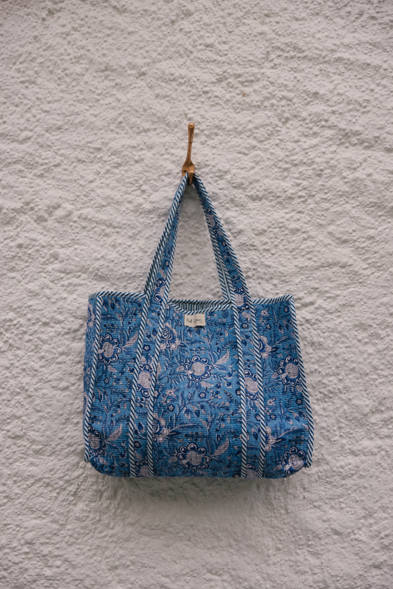Quilted Tote Bag - Blue Floral