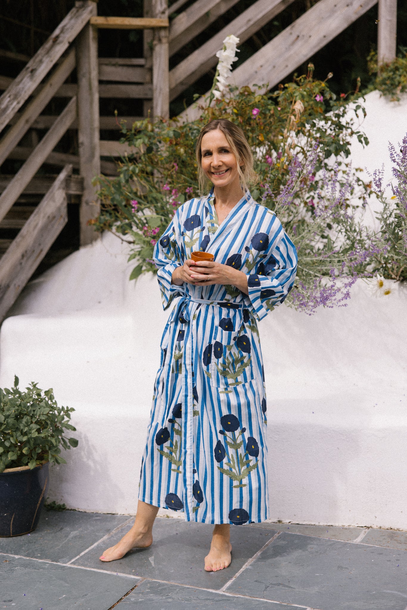 Dressing Gown/Robe - Blue Poppy