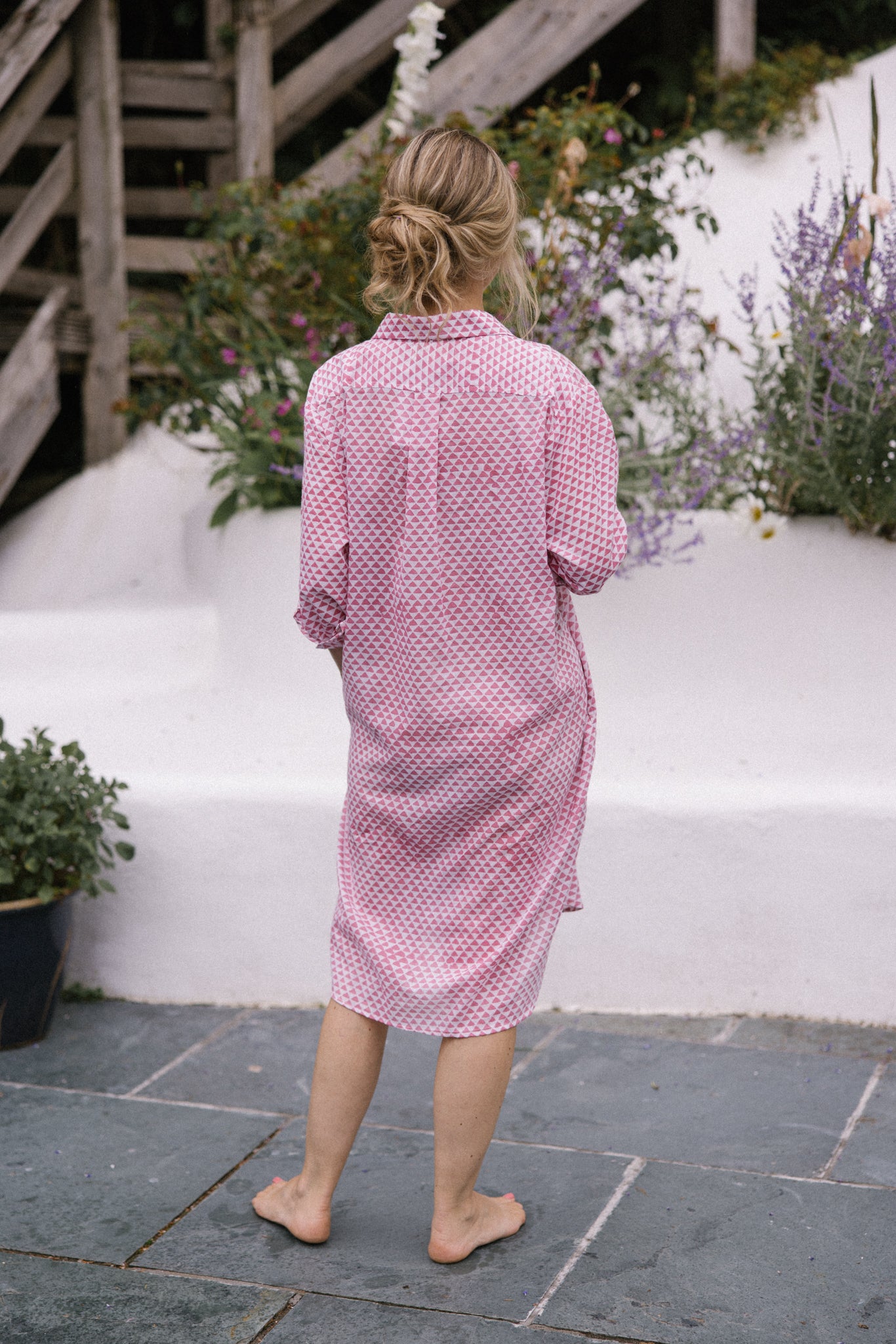 Chloe Shirt Dress - Pink Geometric