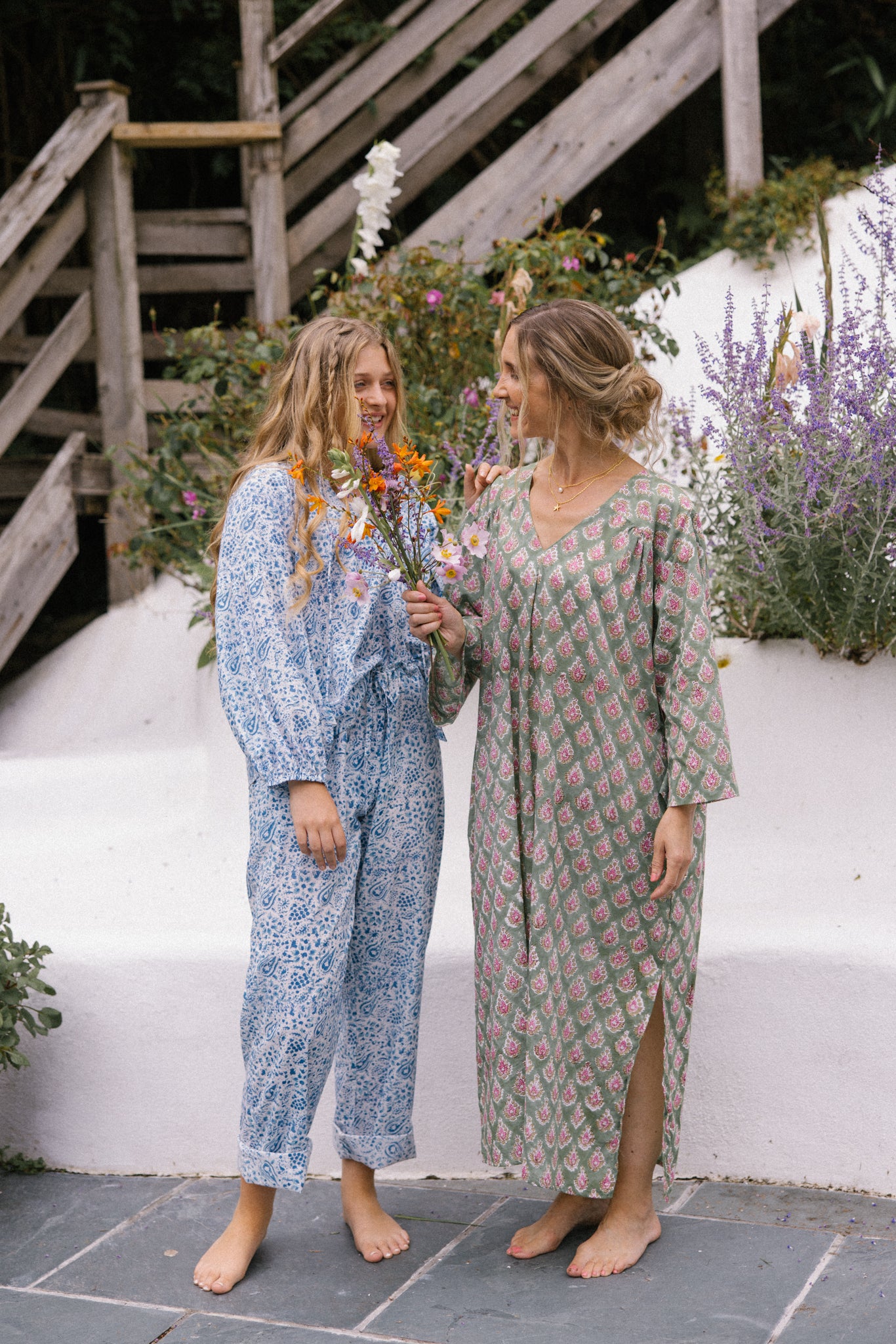 Tie Waist Trousers - Blue Paisley