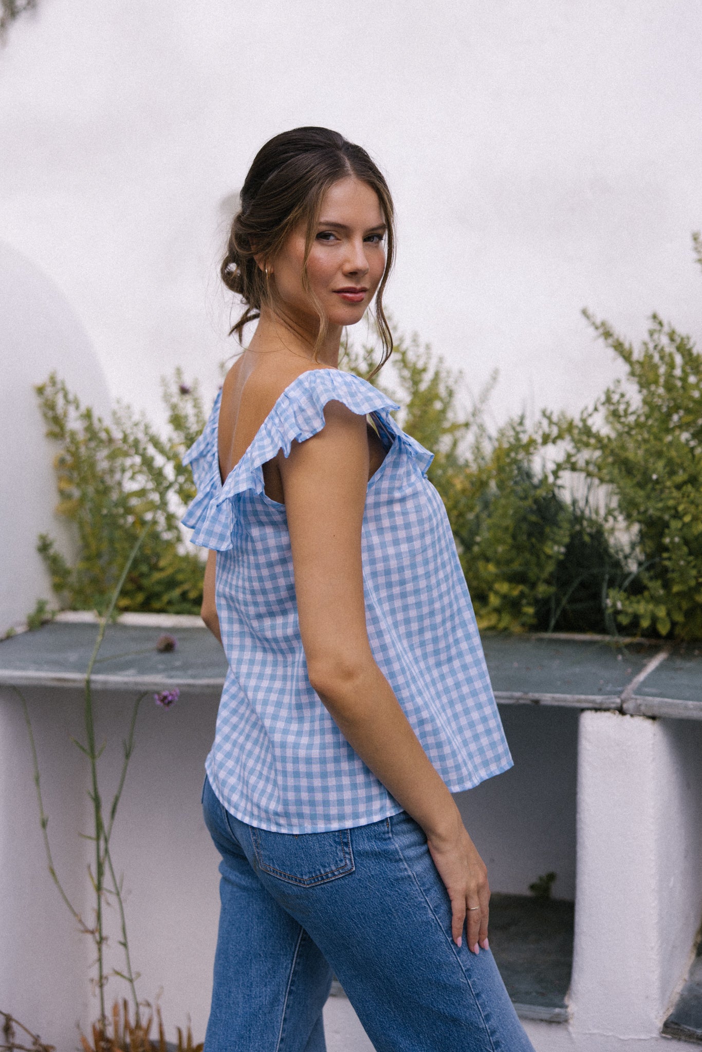 Clementine Camisole-Blue Gingham