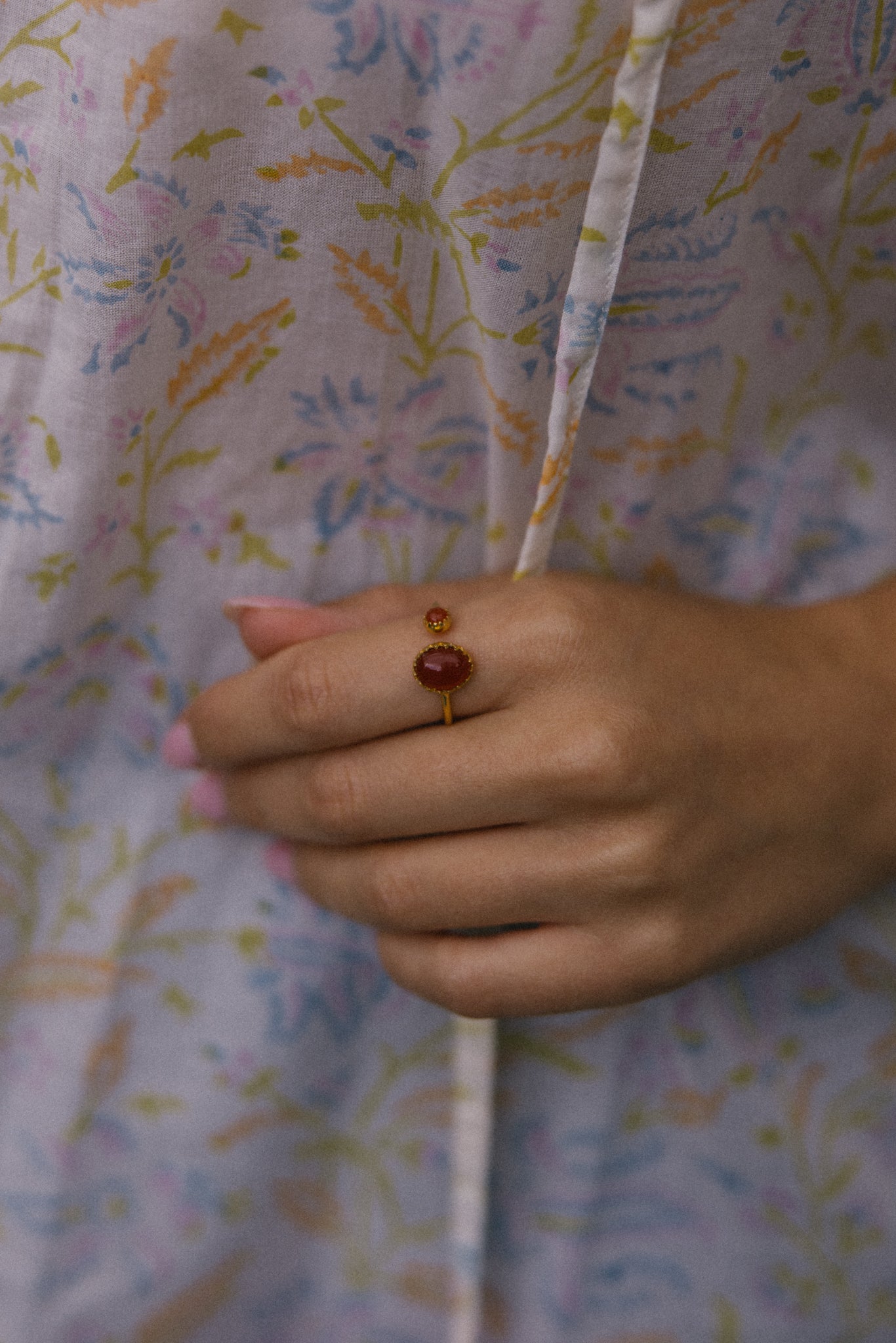 Gold Vermeil Two Stone Ring - Carnelian