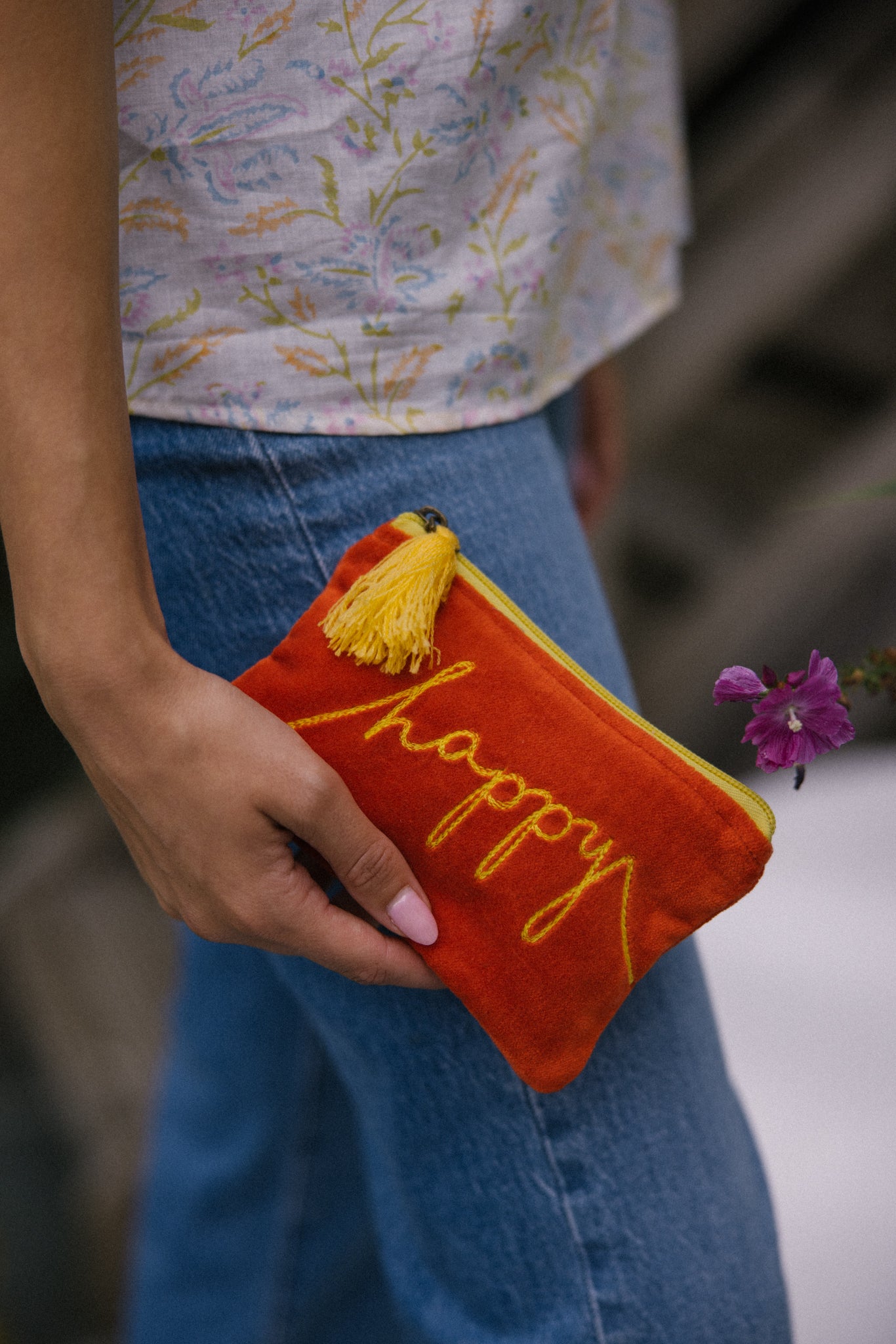 Velvet Happy Pouch - Tangerine & Lemon