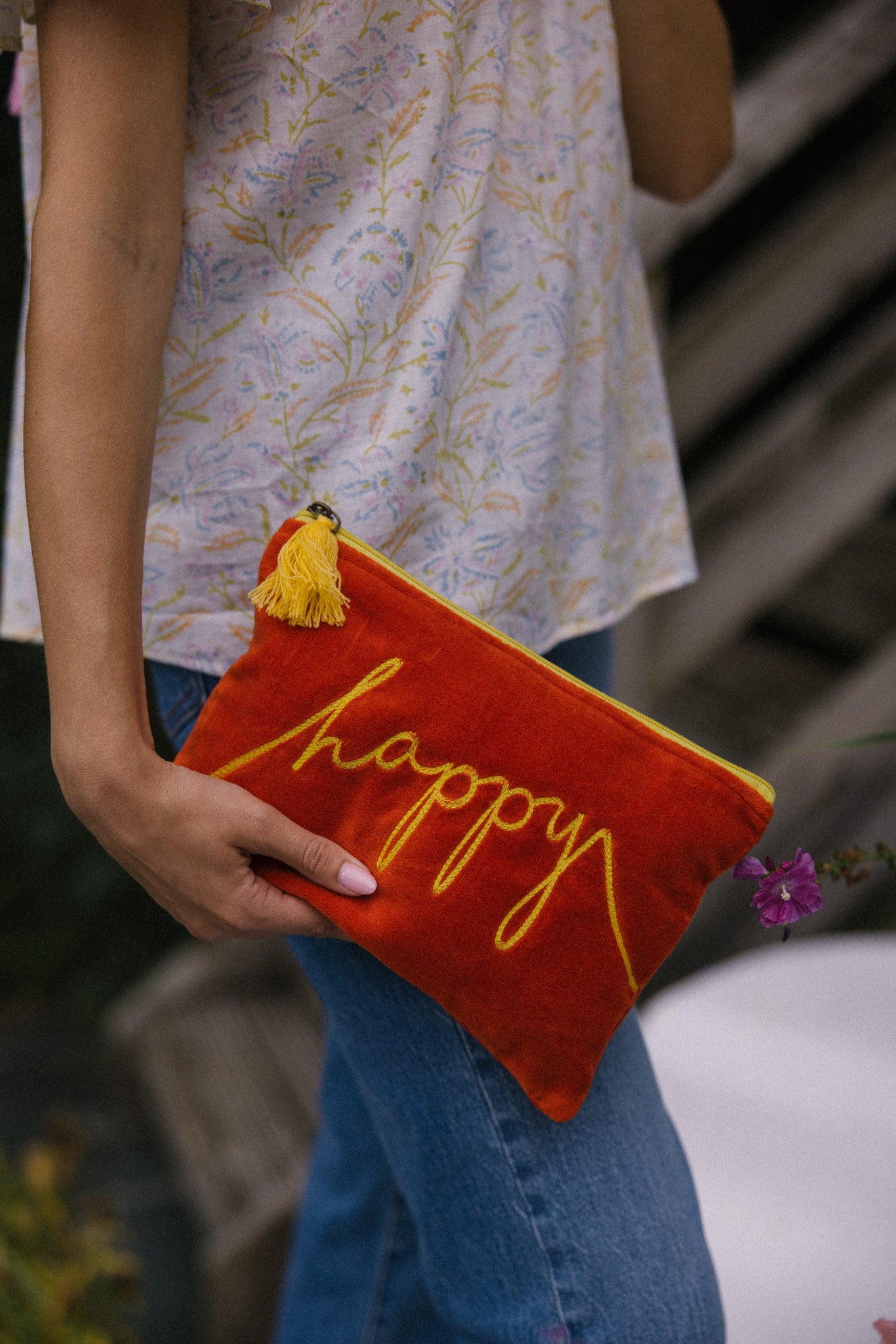 Velvet Happy Pouch - Tangerine & Lemon