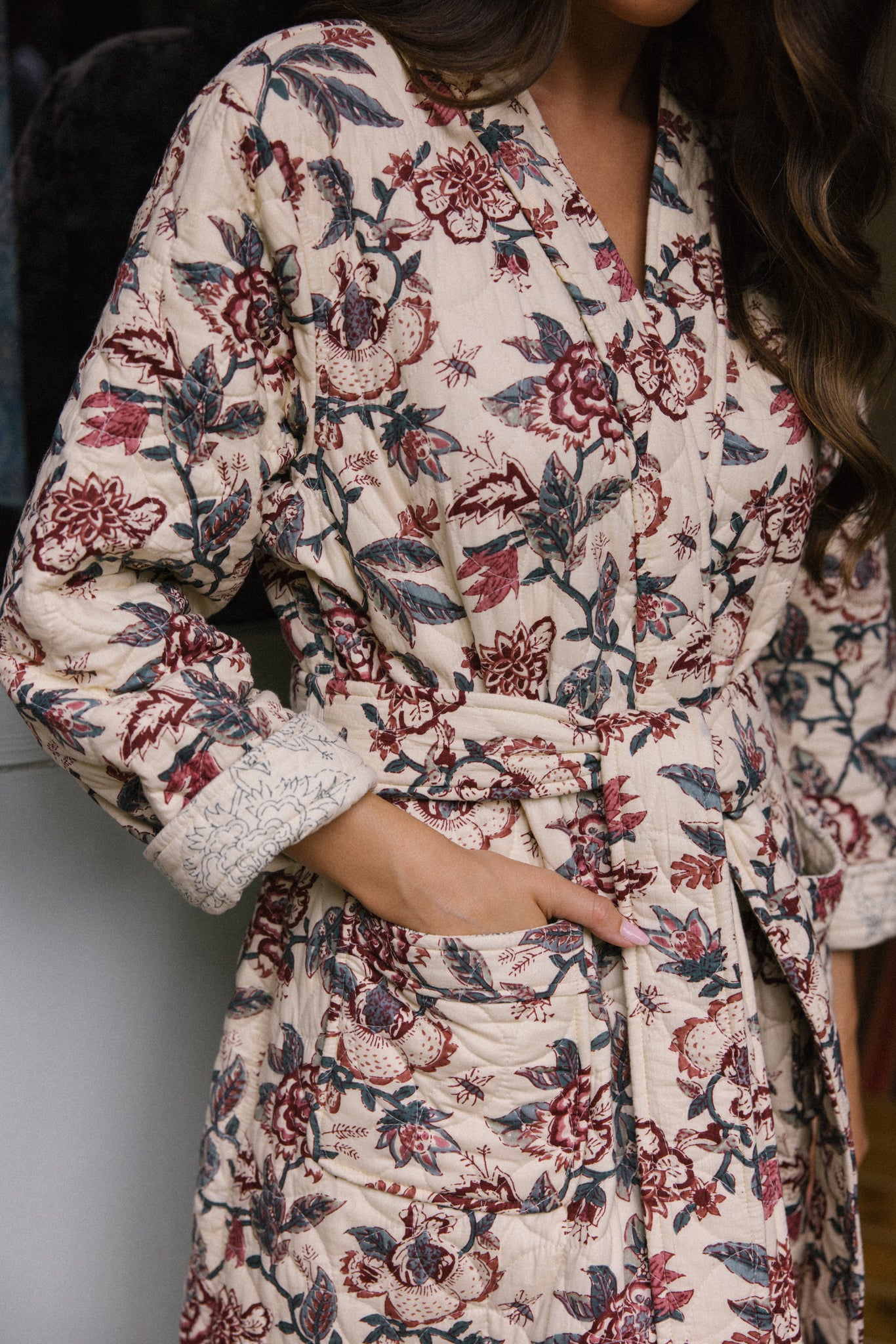 Quilted Dressing Gown - Vintage Rose - AVAILABLE TO PRE-ORDER