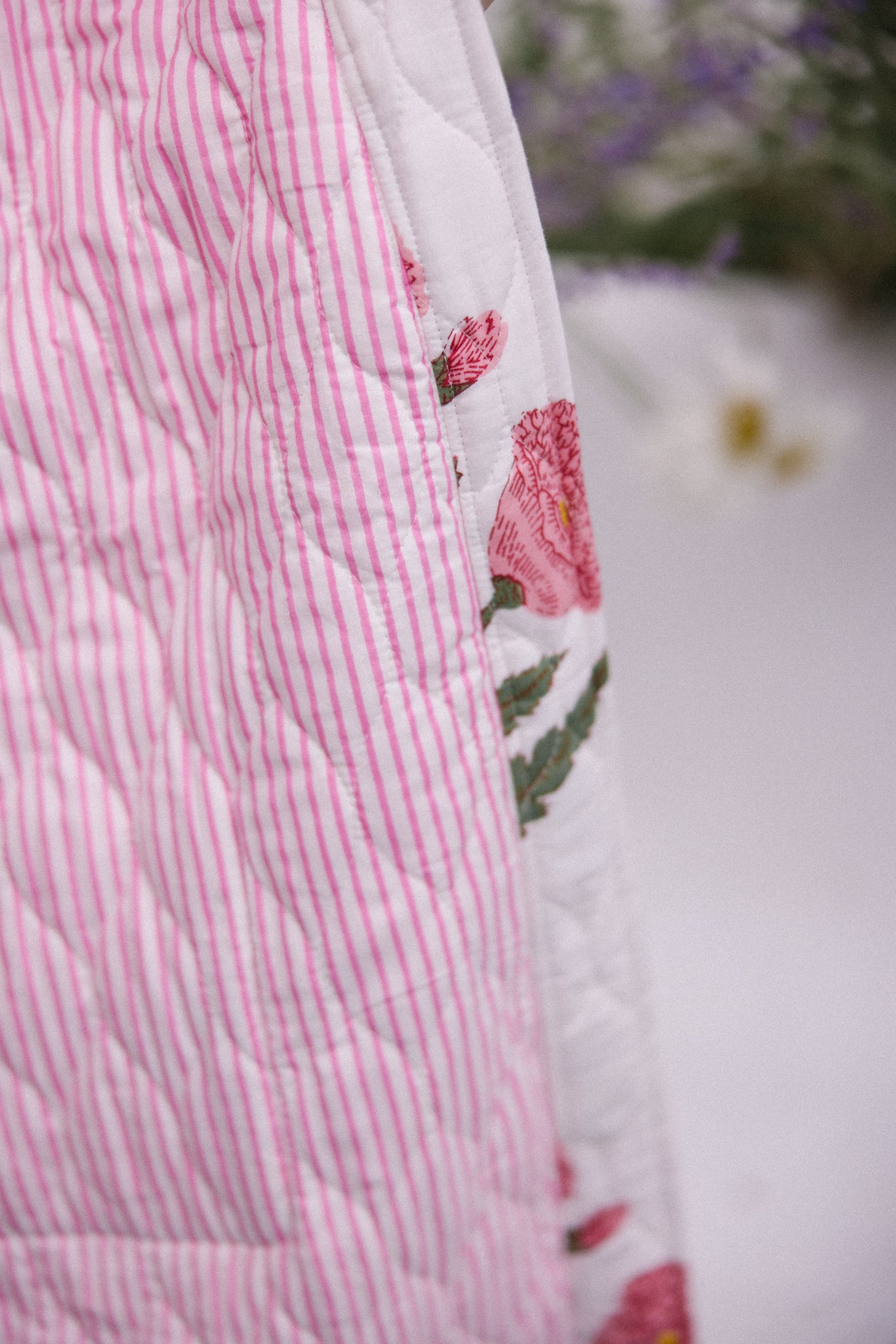 Quilted Dressing Gown - Pink Poppy - AVAILABLE TO PRE-ORDER