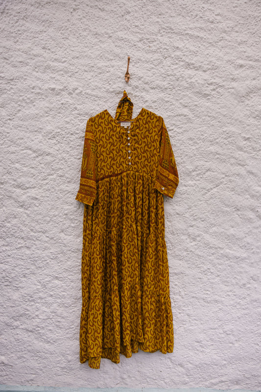 Prairie V-neck Silk Dress M - 024