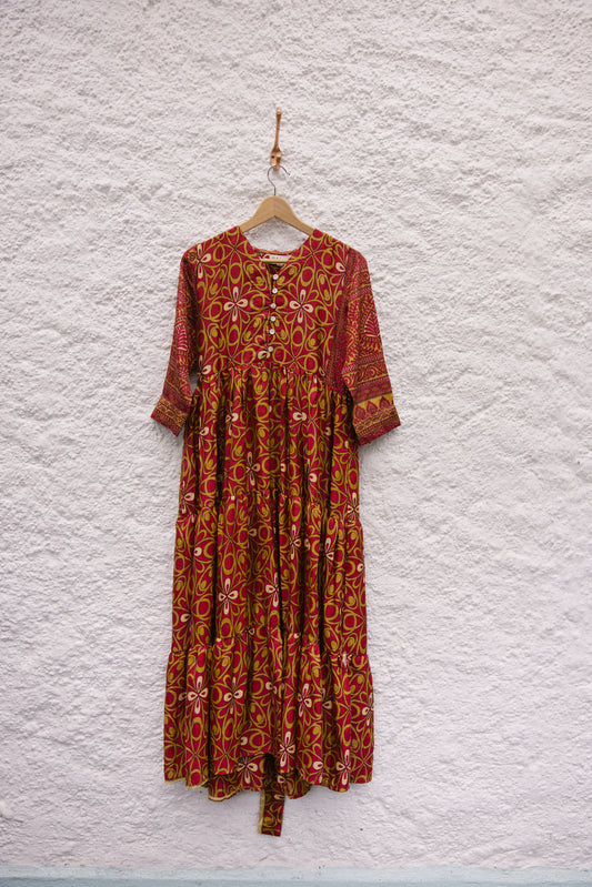 Prairie V-neck Silk Dress S - 029