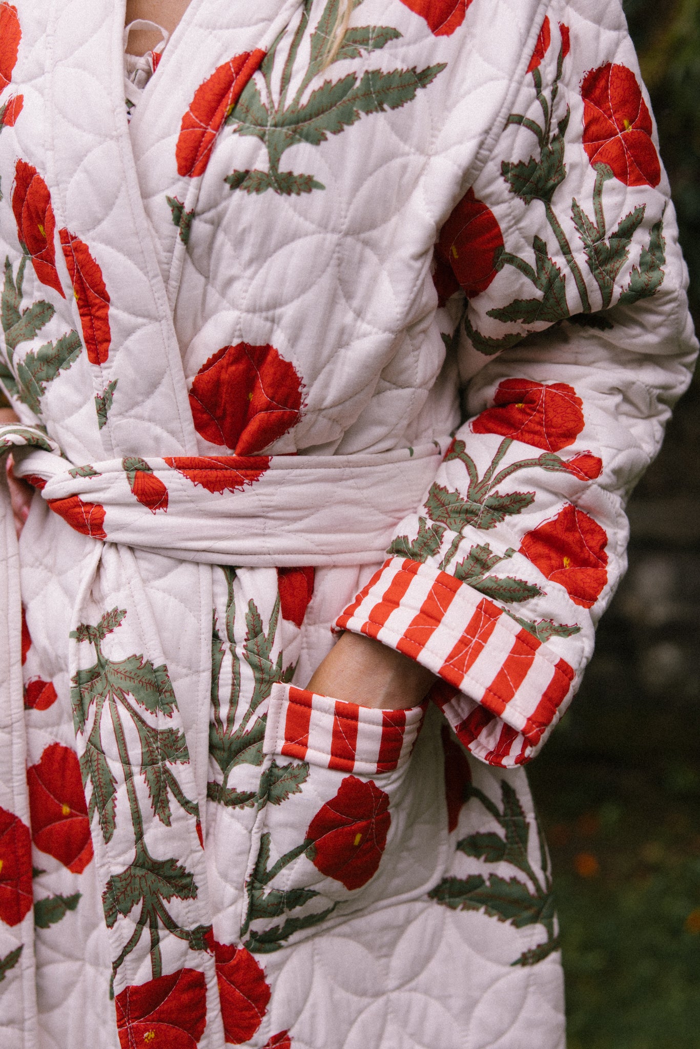 Quilted Dressing Gown - Red Poppy - AVAILABLE FOR PRE-ORDER