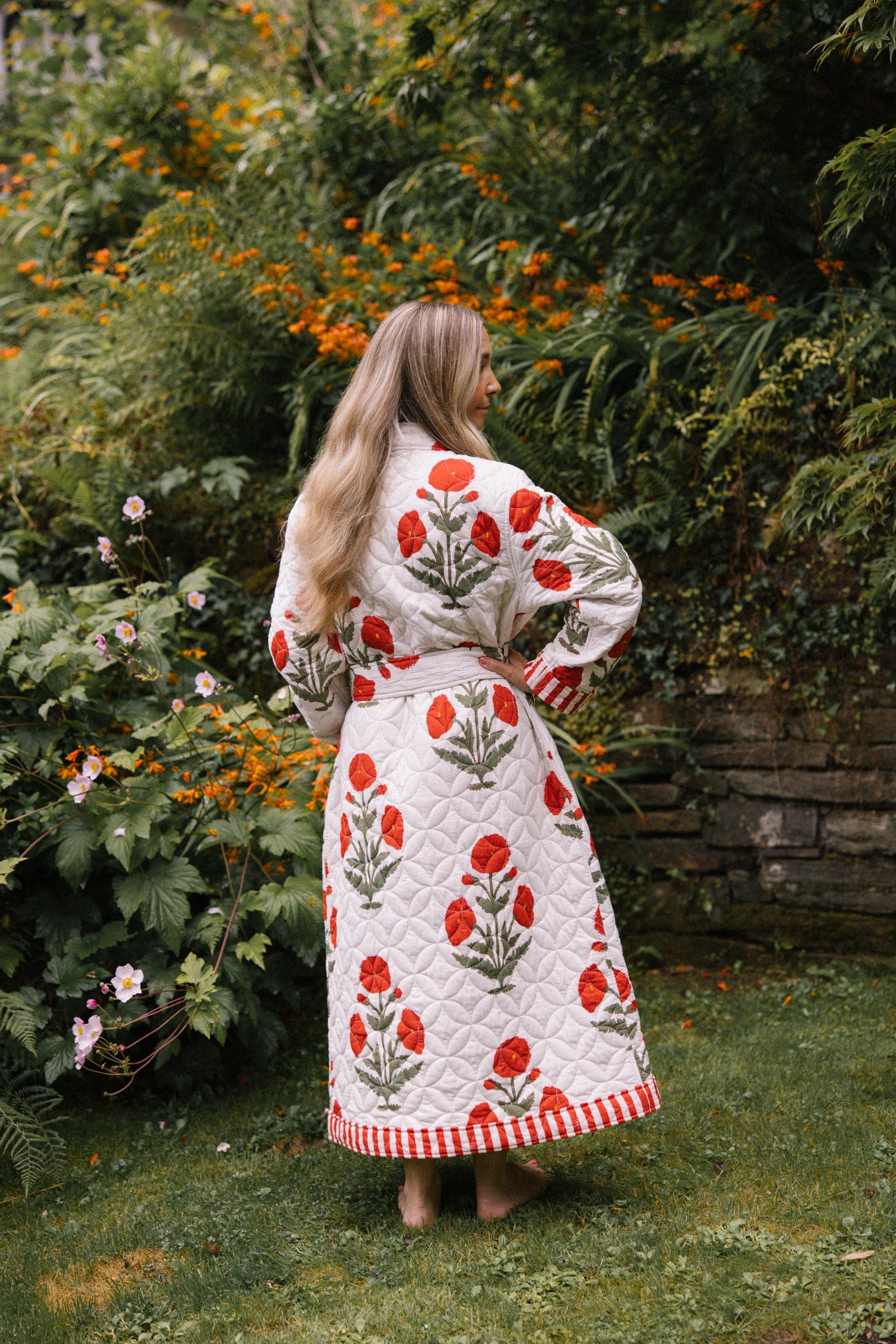 Quilted Dressing Gown - Red Poppy - AVAILABLE FOR PRE-ORDER