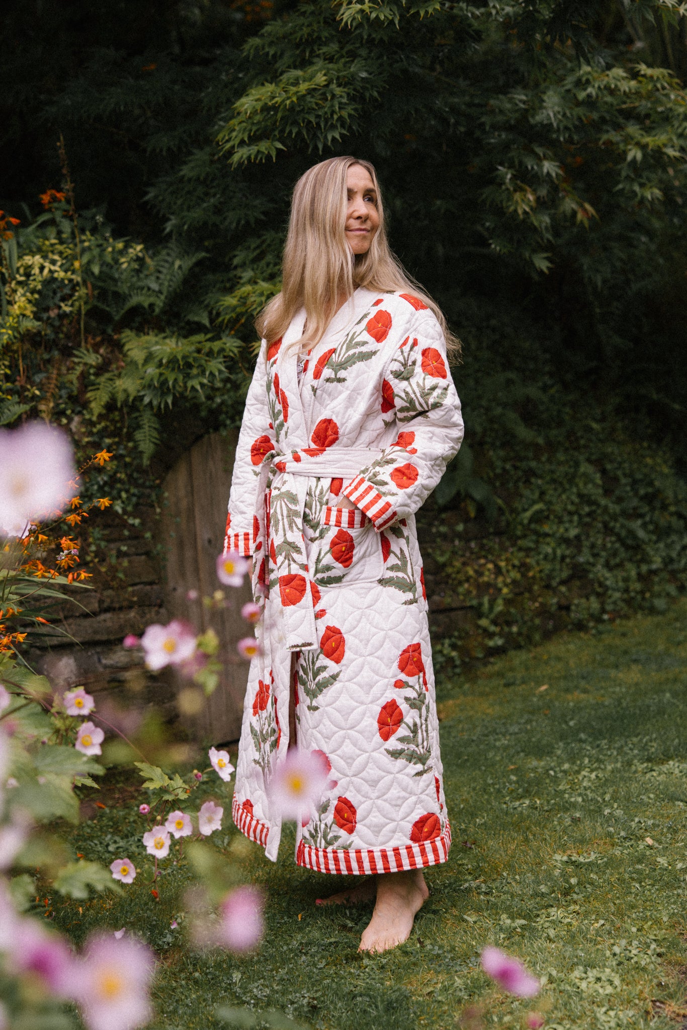 Quilted Dressing Gown - Red Poppy - AVAILABLE FOR PRE-ORDER