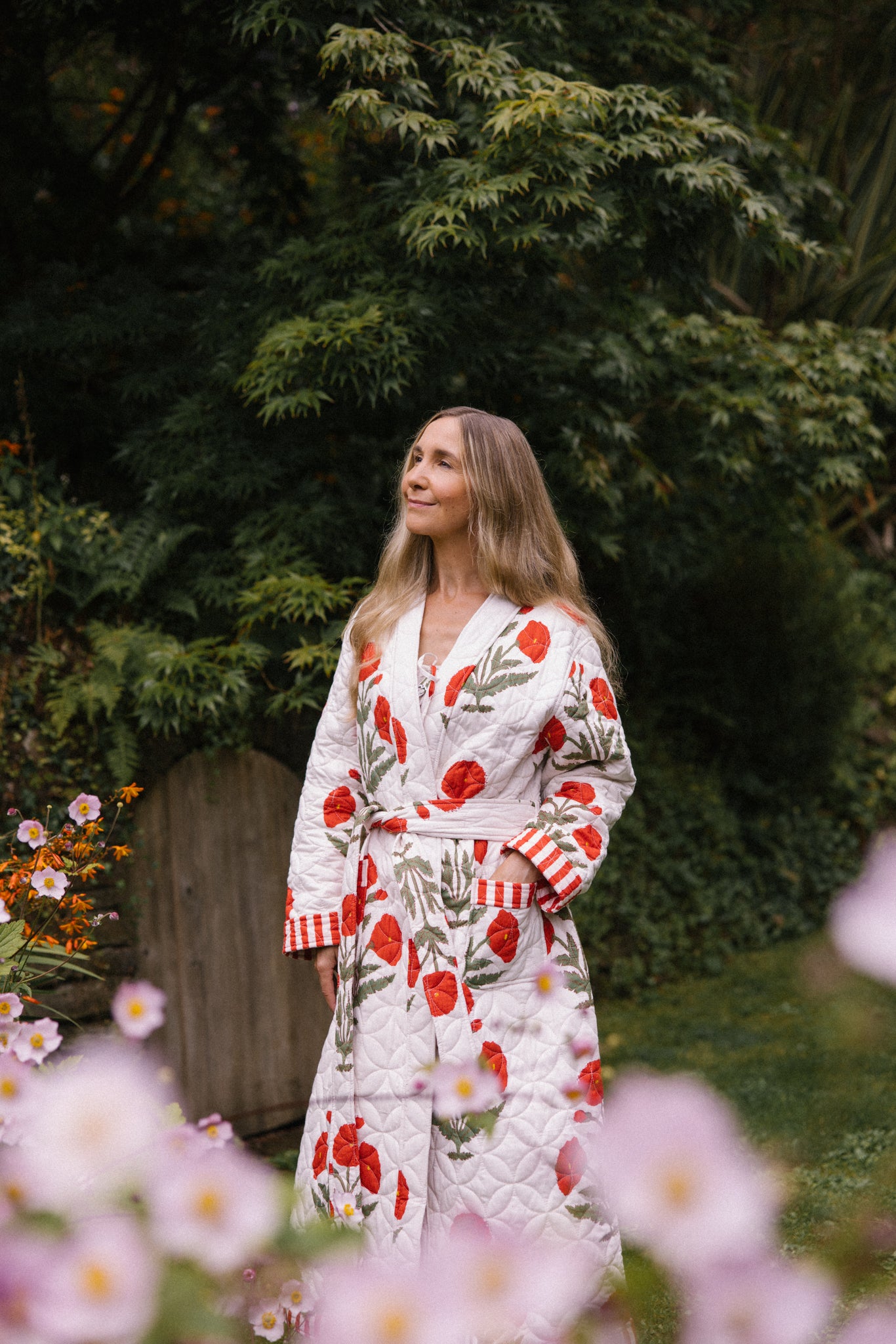 Quilted Dressing Gown - Red Poppy - AVAILABLE FOR PRE-ORDER