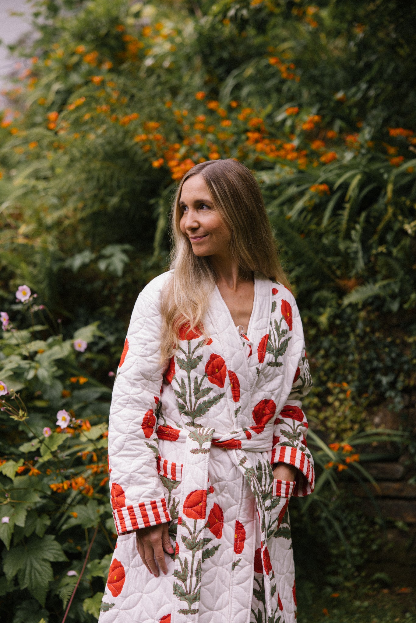 Quilted Dressing Gown - Red Poppy - AVAILABLE FOR PRE-ORDER