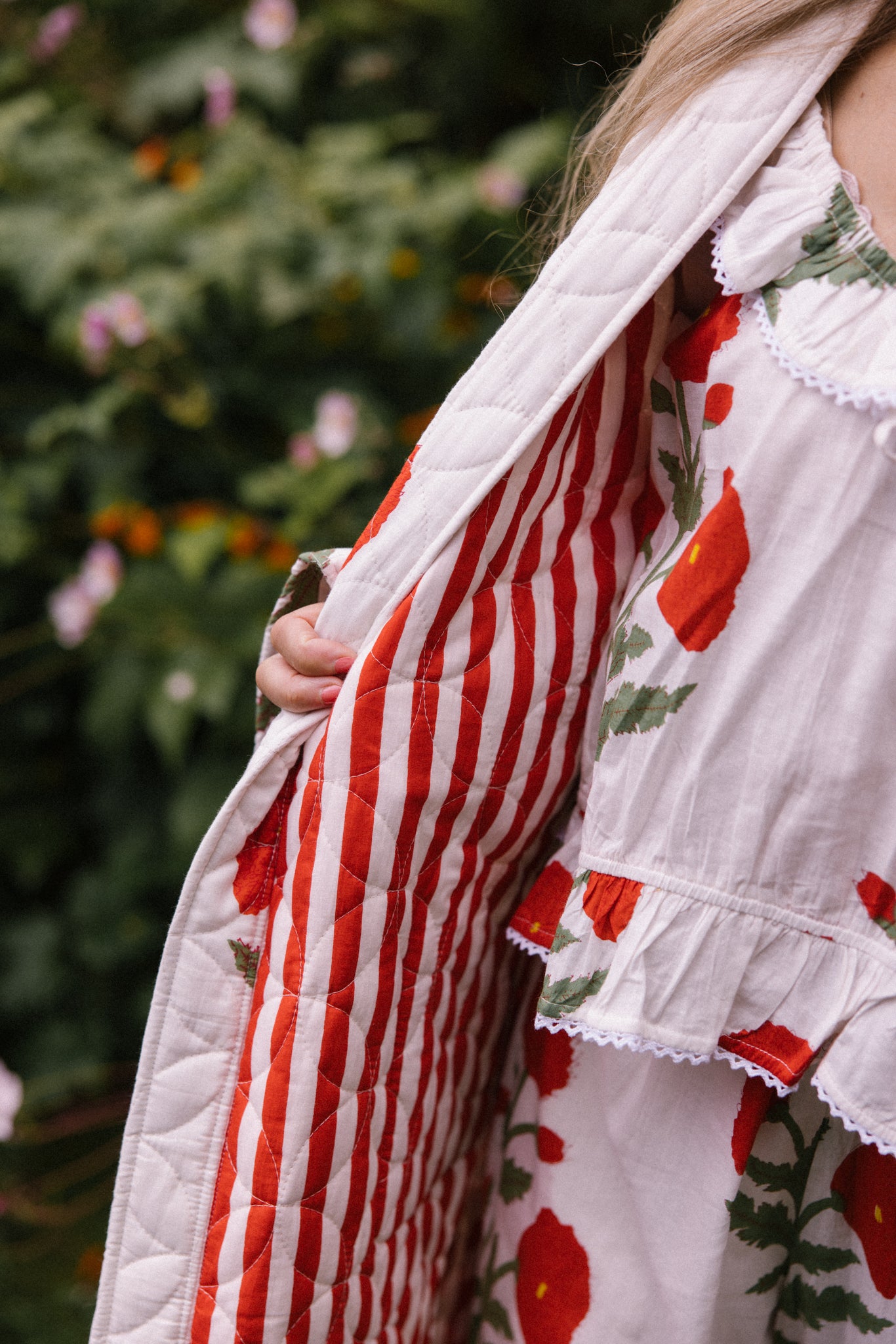 Quilted Dressing Gown - Red Poppy - AVAILABLE FOR PRE-ORDER