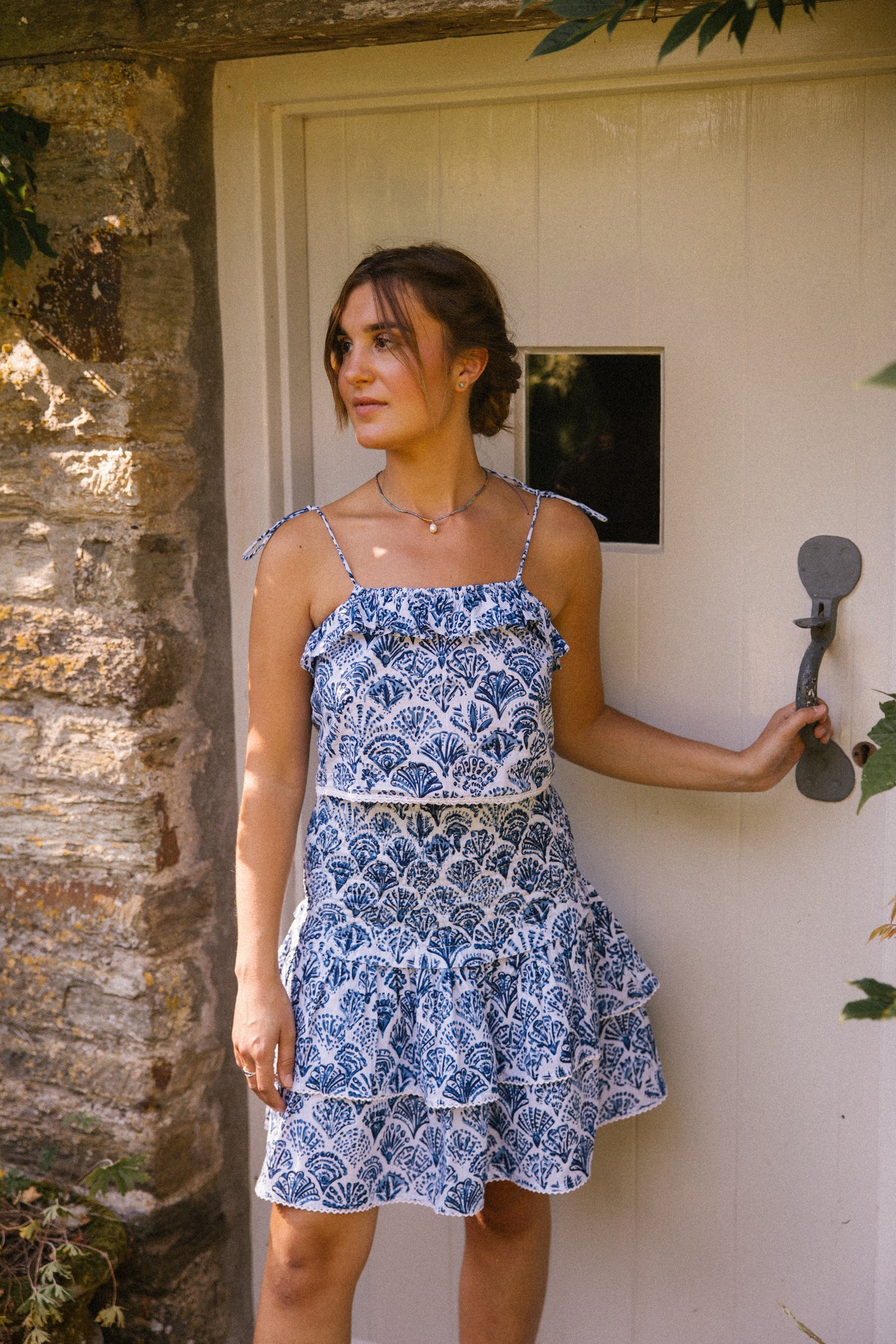 Sea Shell Mini Tiered Skirt - Blue