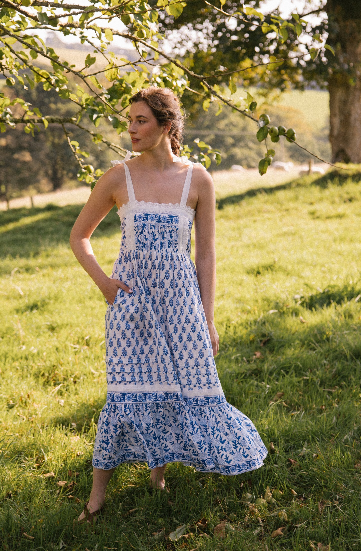 Akabe Sun Dress in Blue & White