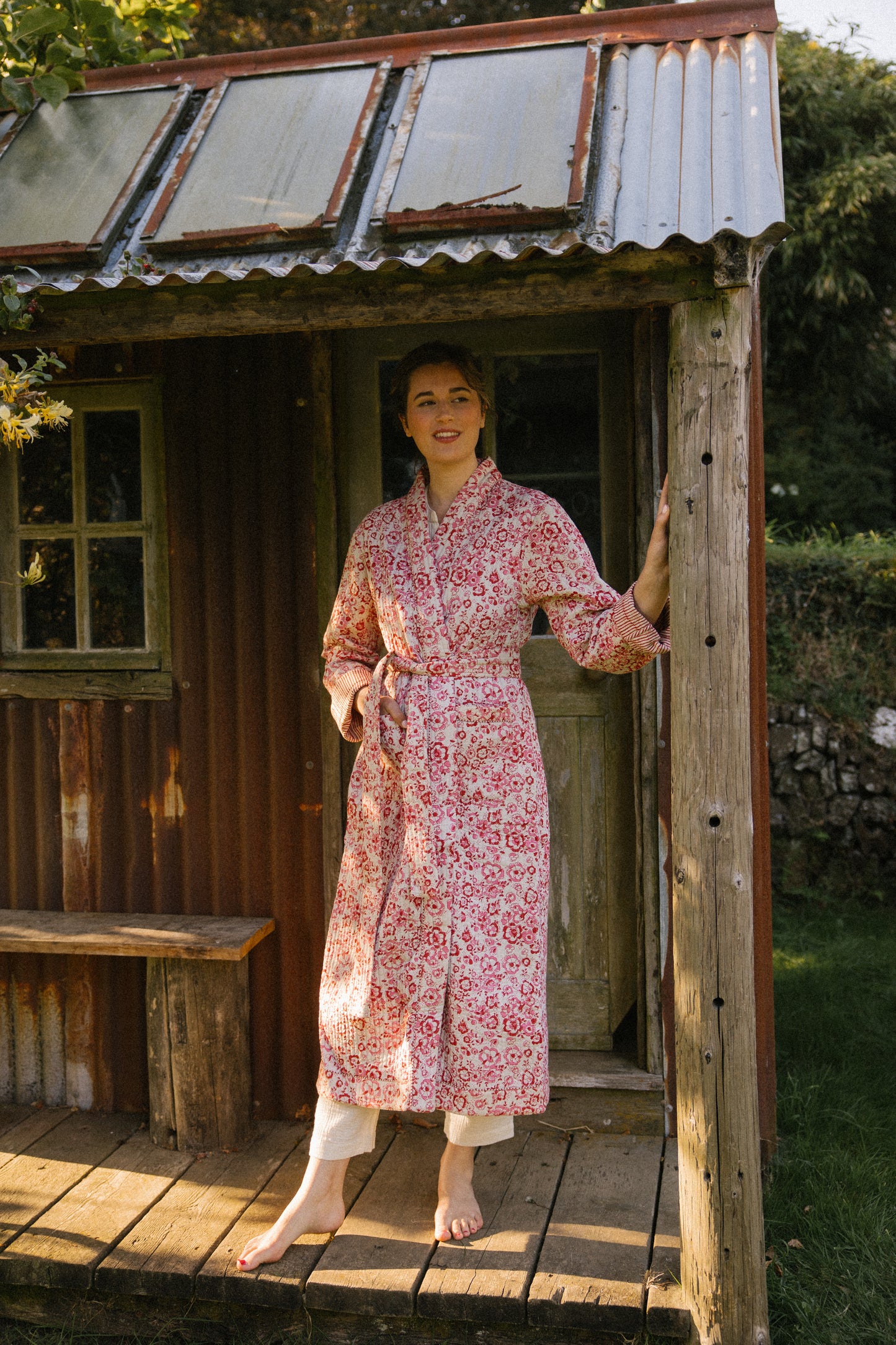 Quilted Dressing Gown - Cherry Blossom