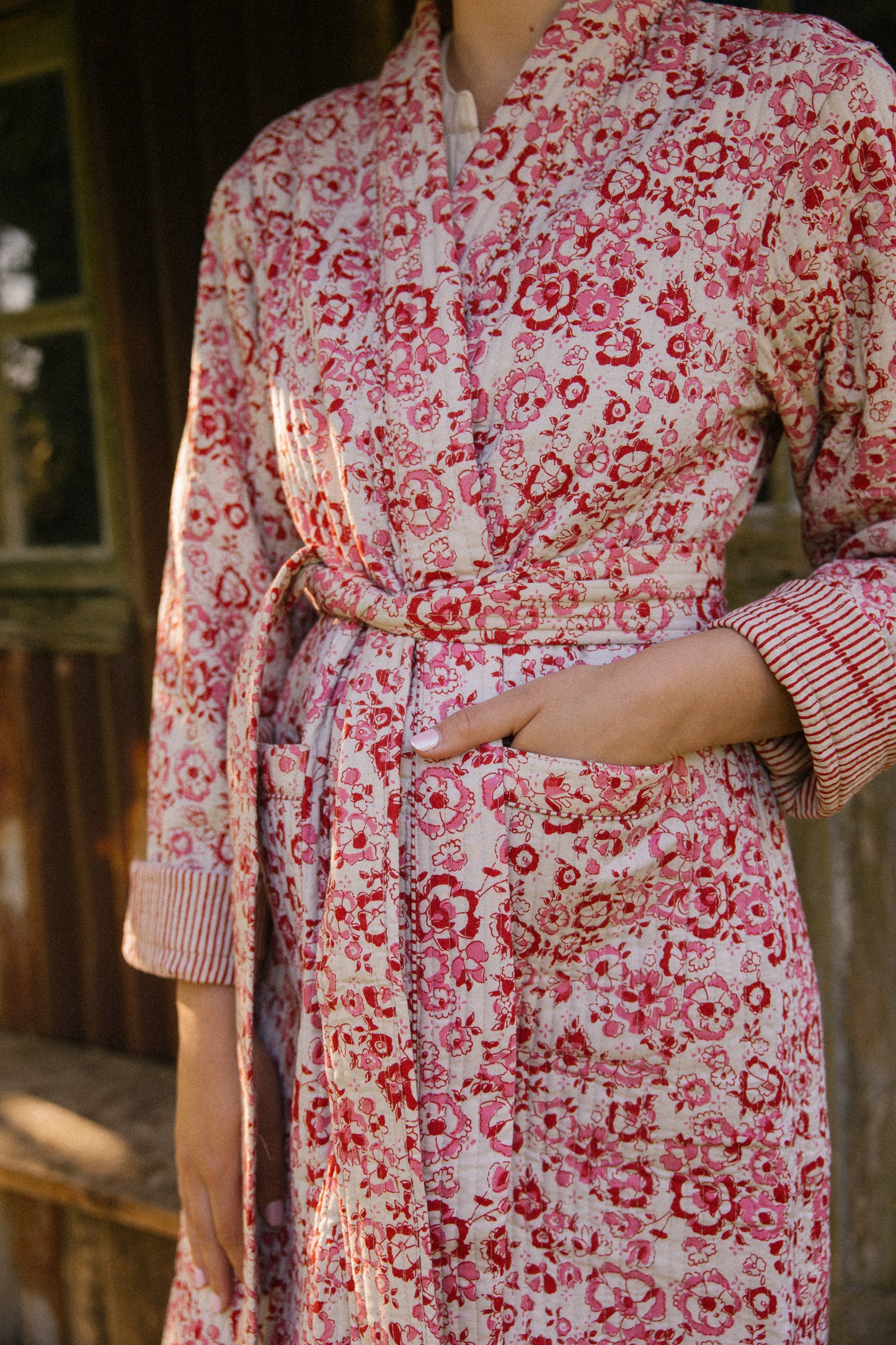 Quilted Dressing Gown - Cherry Blossom