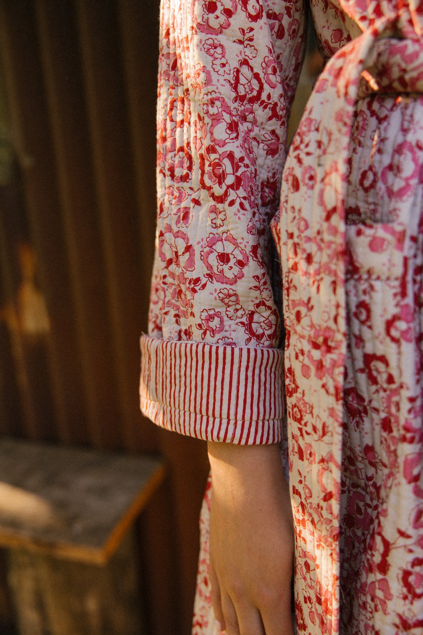 Quilted Dressing Gown - Cherry Blossom