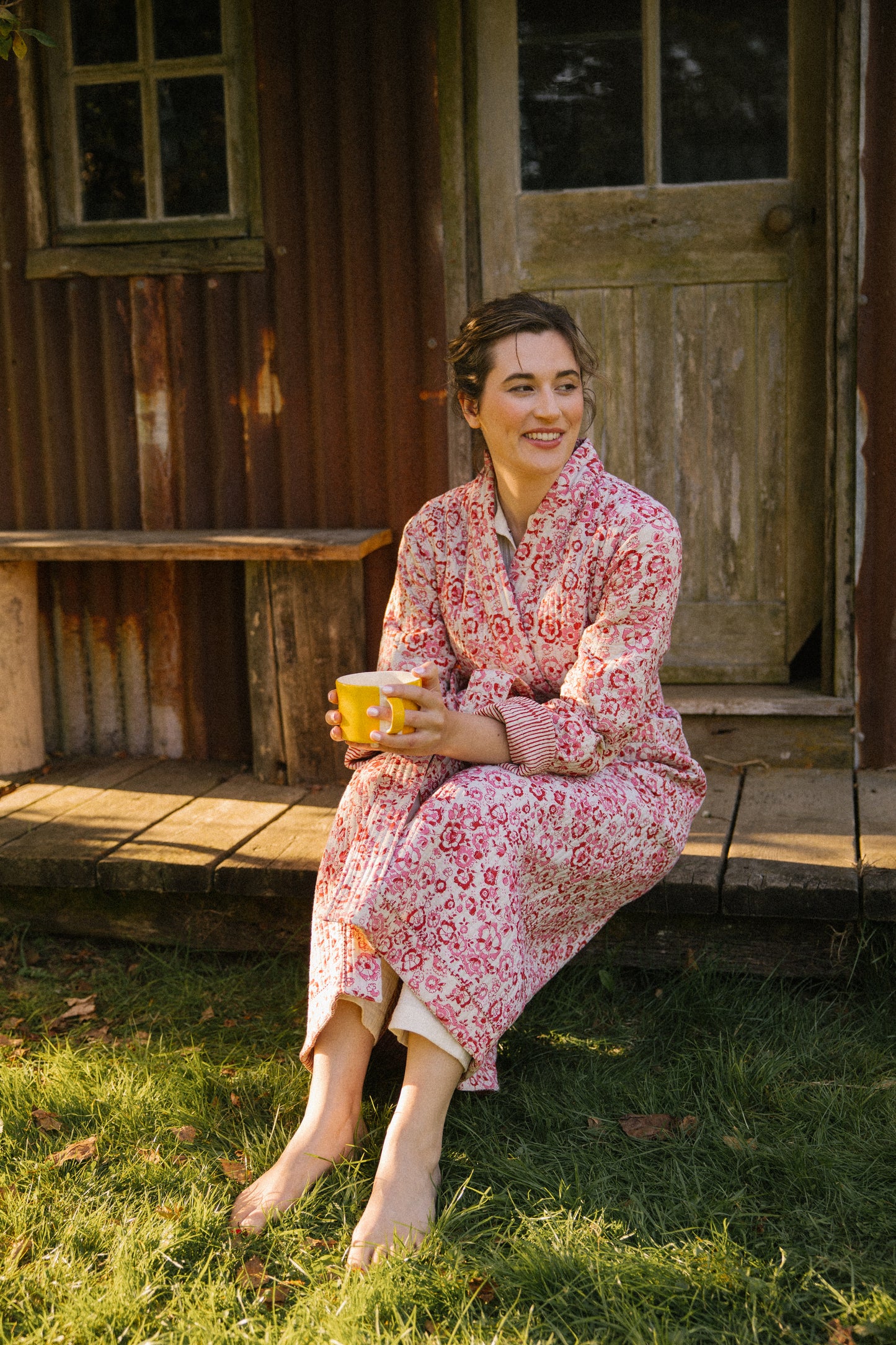 Quilted Dressing Gown - Cherry Blossom