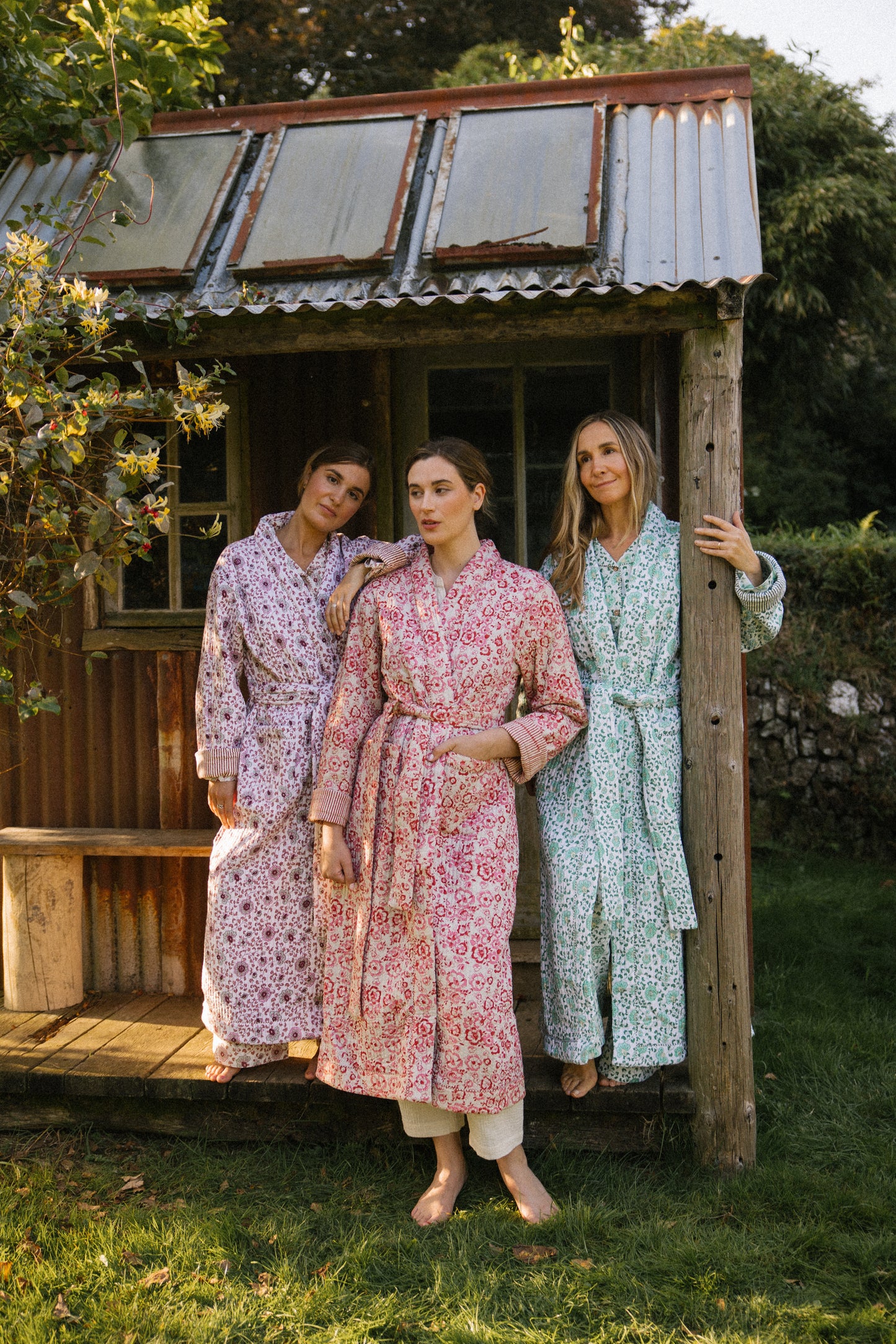 Quilted Dressing Gown - Petala Green - Restocking September 2025
