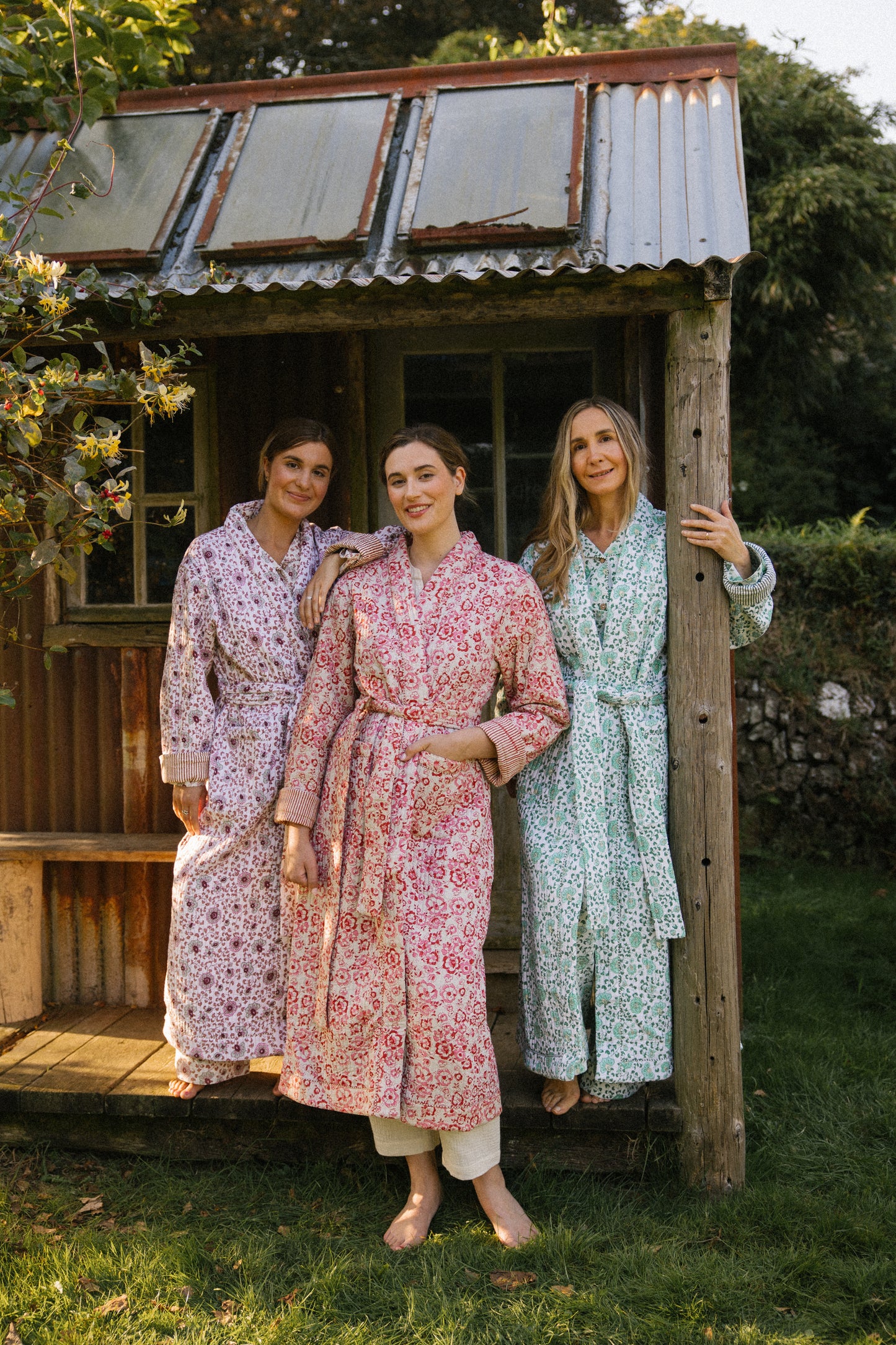 Quilted Dressing Gown - Petala Green - Restocking September 2025