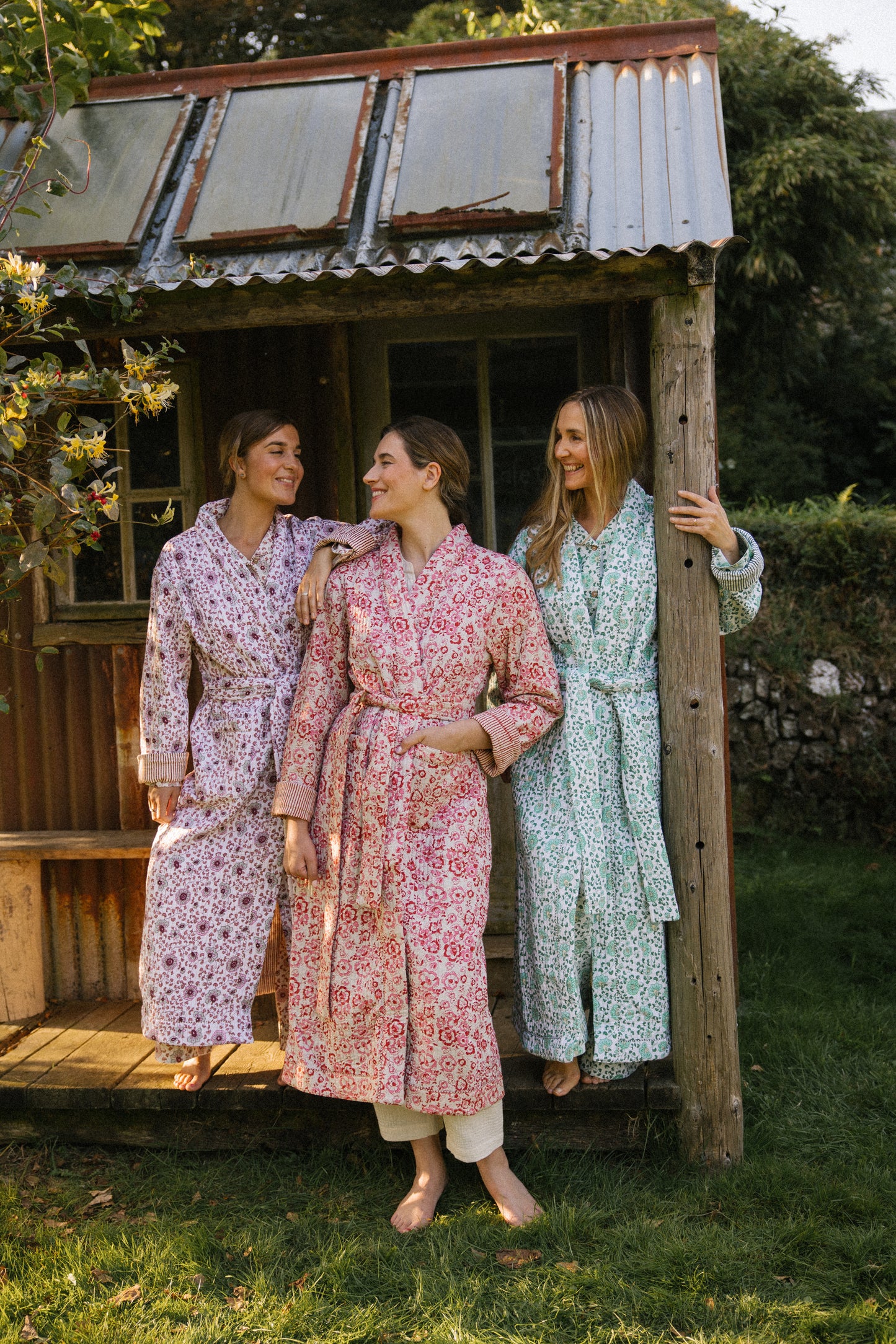 Quilted Dressing Gown - Petala Green - Restocking September 2025