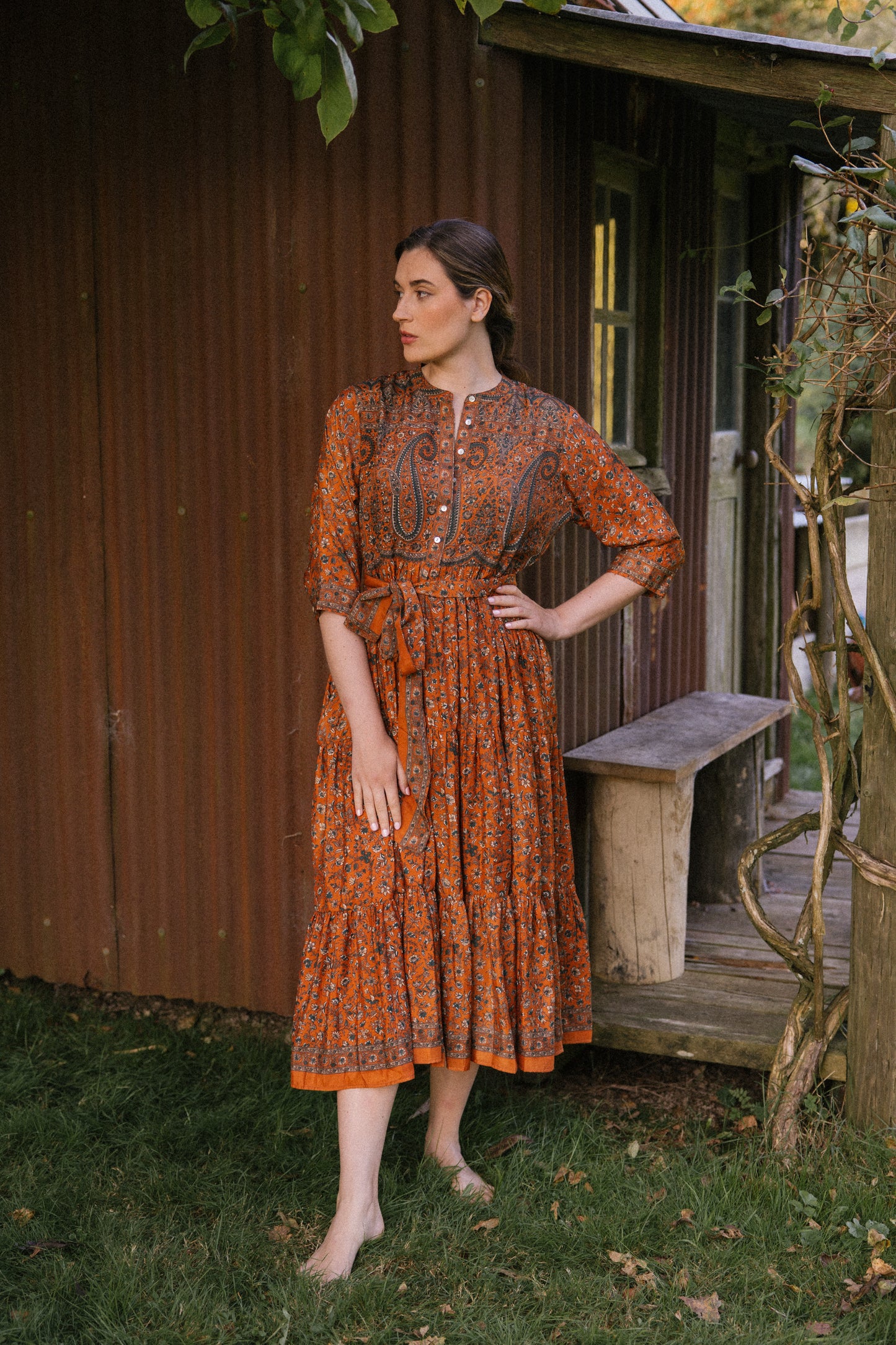 Prairie Round Neck Silk Dress 303 - XL