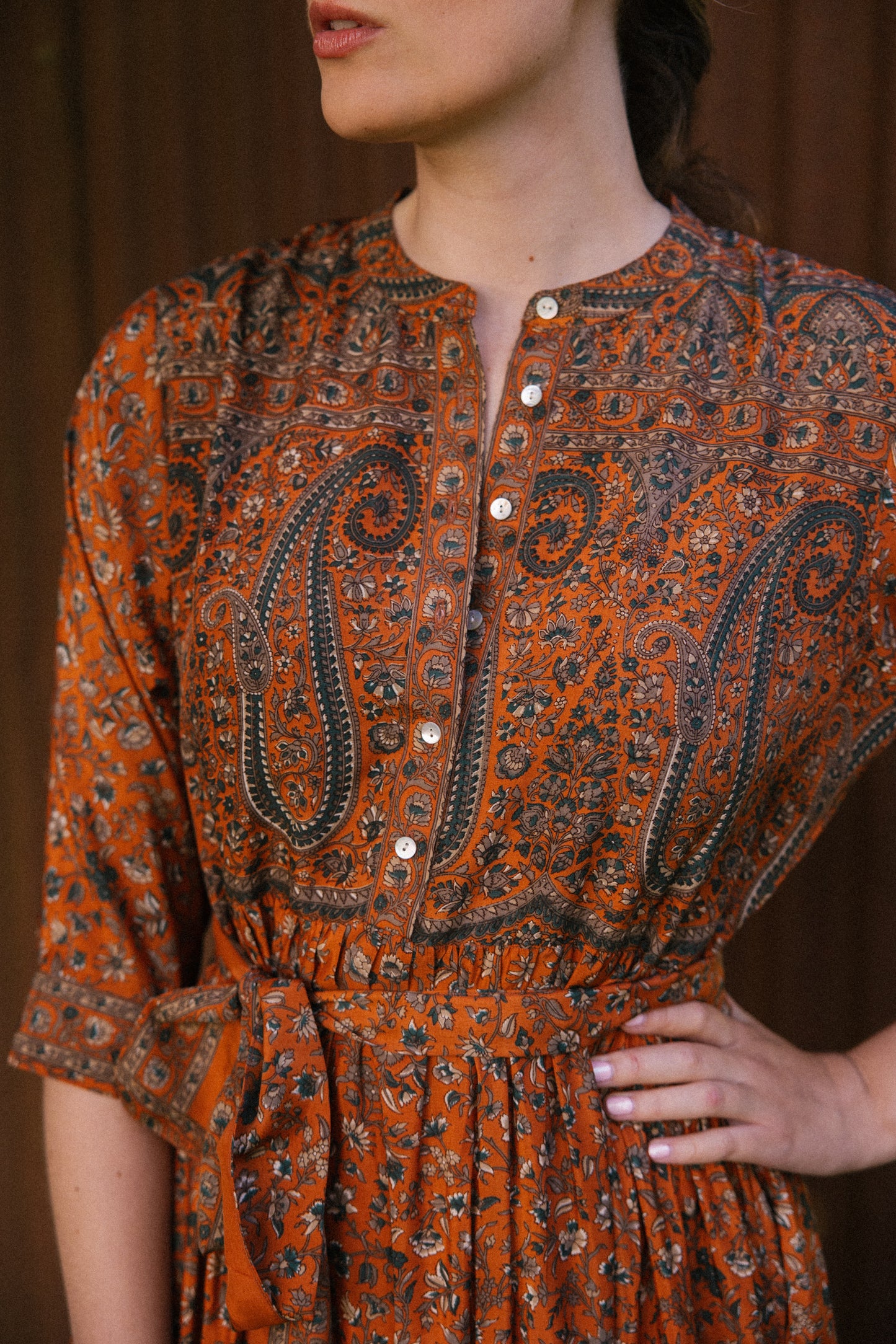 Prairie Round Neck Silk Dress 303 - XL