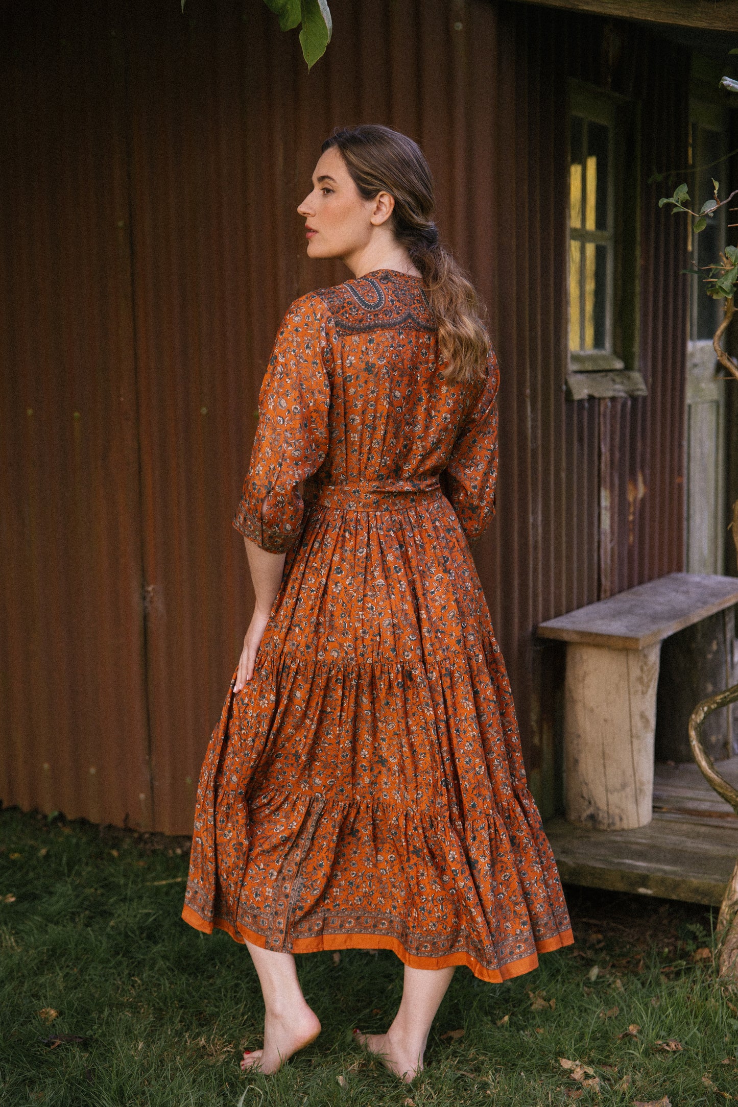 Prairie Round Neck Silk Dress 303 - XL