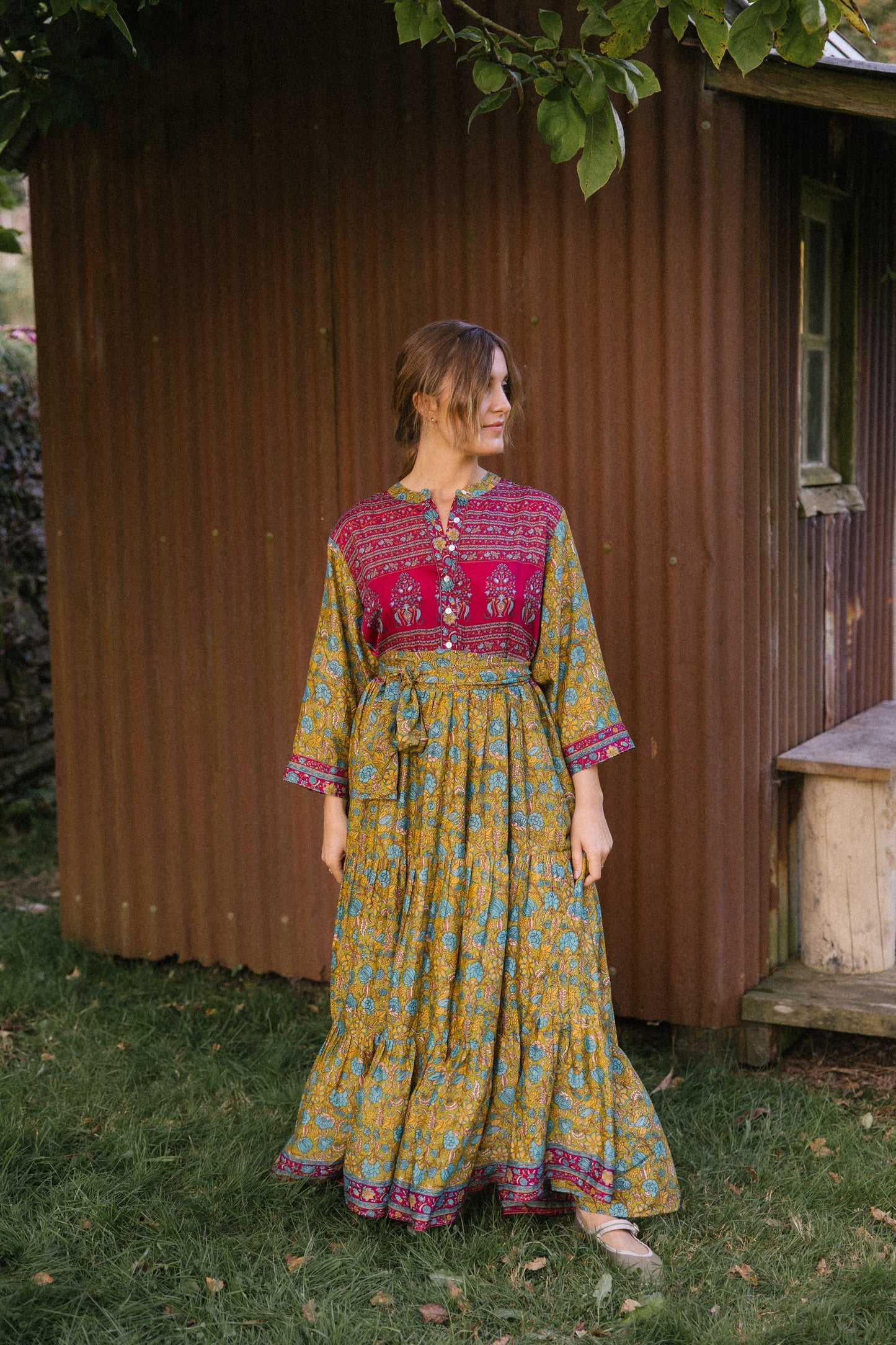 Prairie Round Neck Silk Dress 315 - XXL