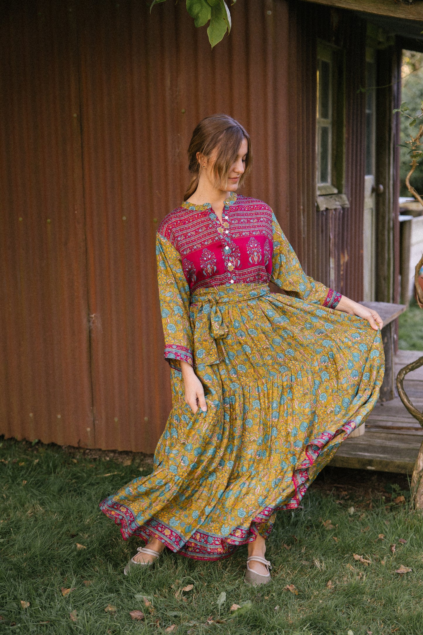 Prairie Round Neck Silk Dress 315 - XXL