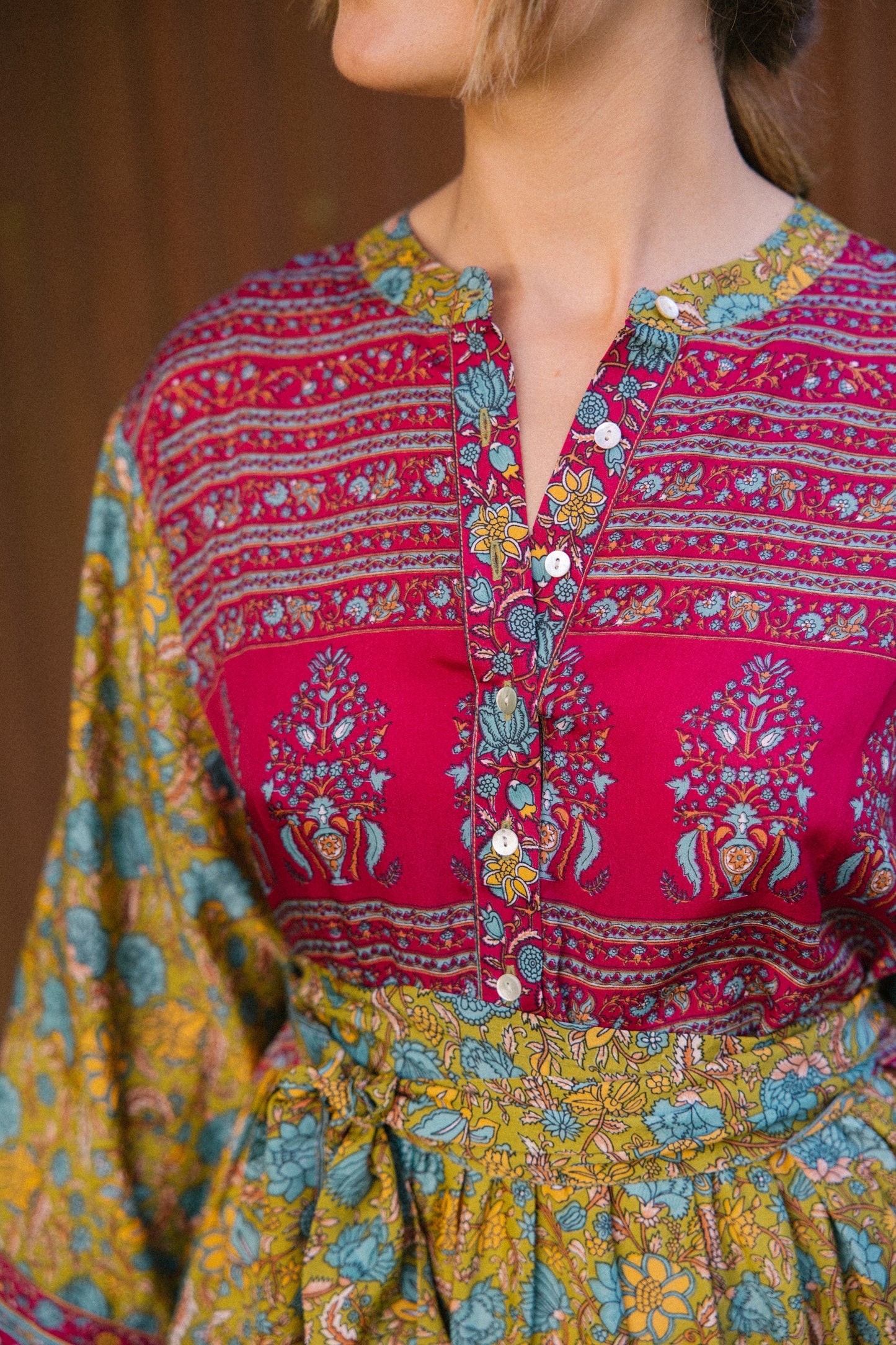 Prairie Round Neck Silk Dress 315 - XXL