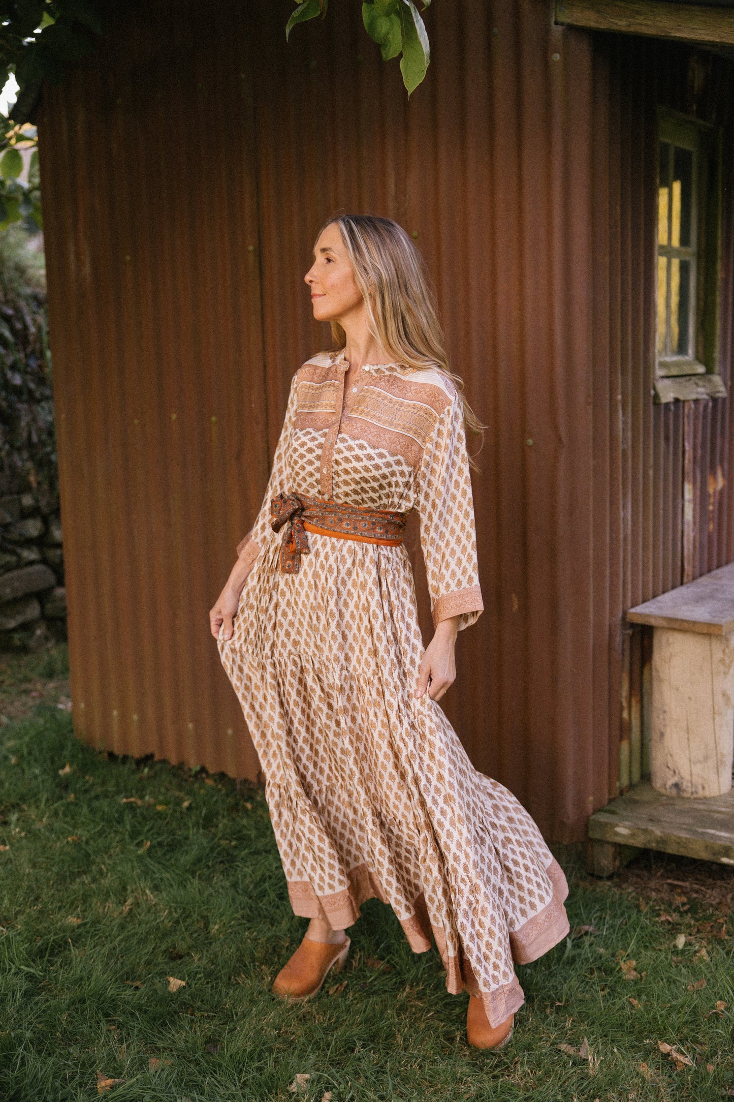 Prairie Round Neck Silk Dress 298 - XL